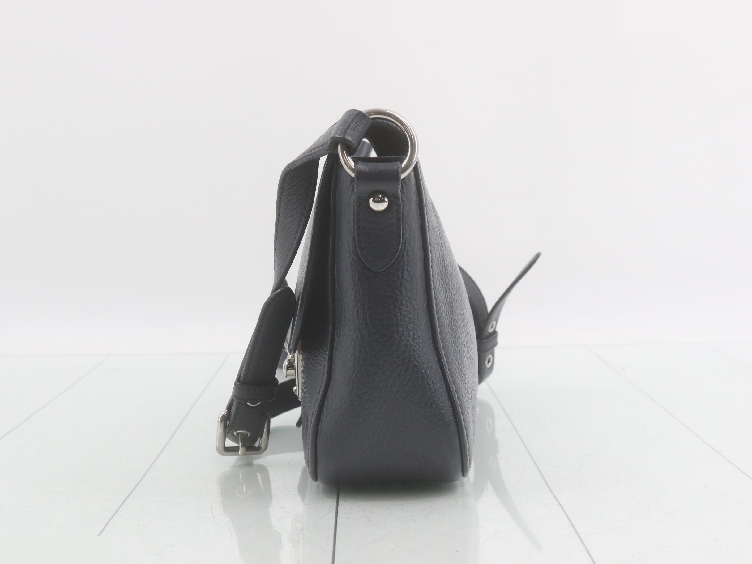 Shoulder bag, navy leather — view 3