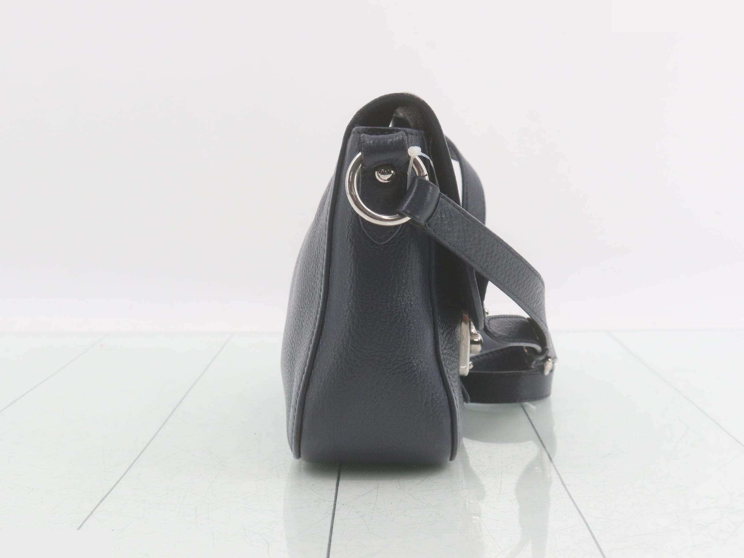 Shoulder bag, navy leather — view 4