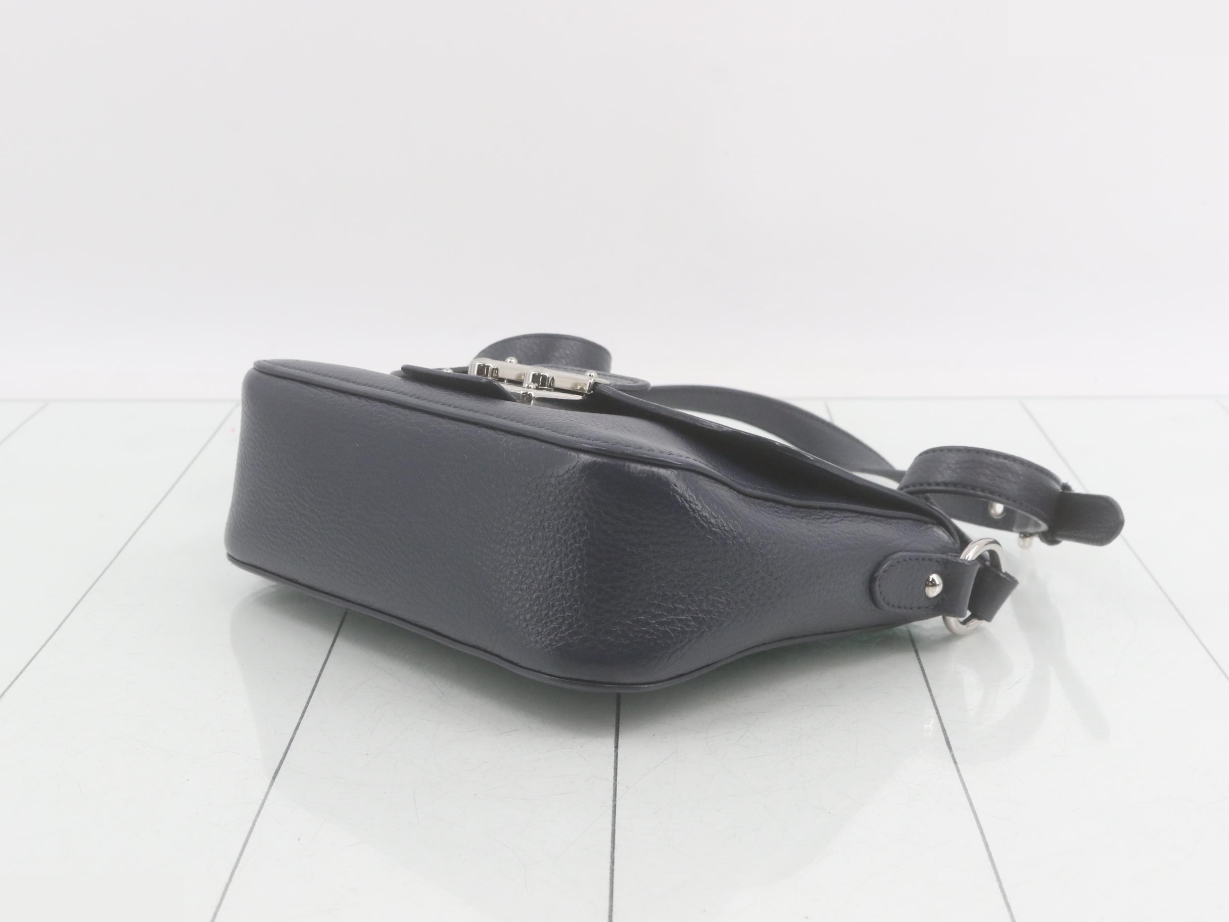 Shoulder bag, navy leather — view 6