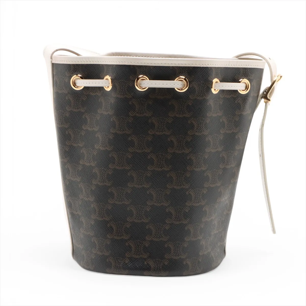 Triomphe PVC x Leather Shoulder Bag Brown x White — view 2