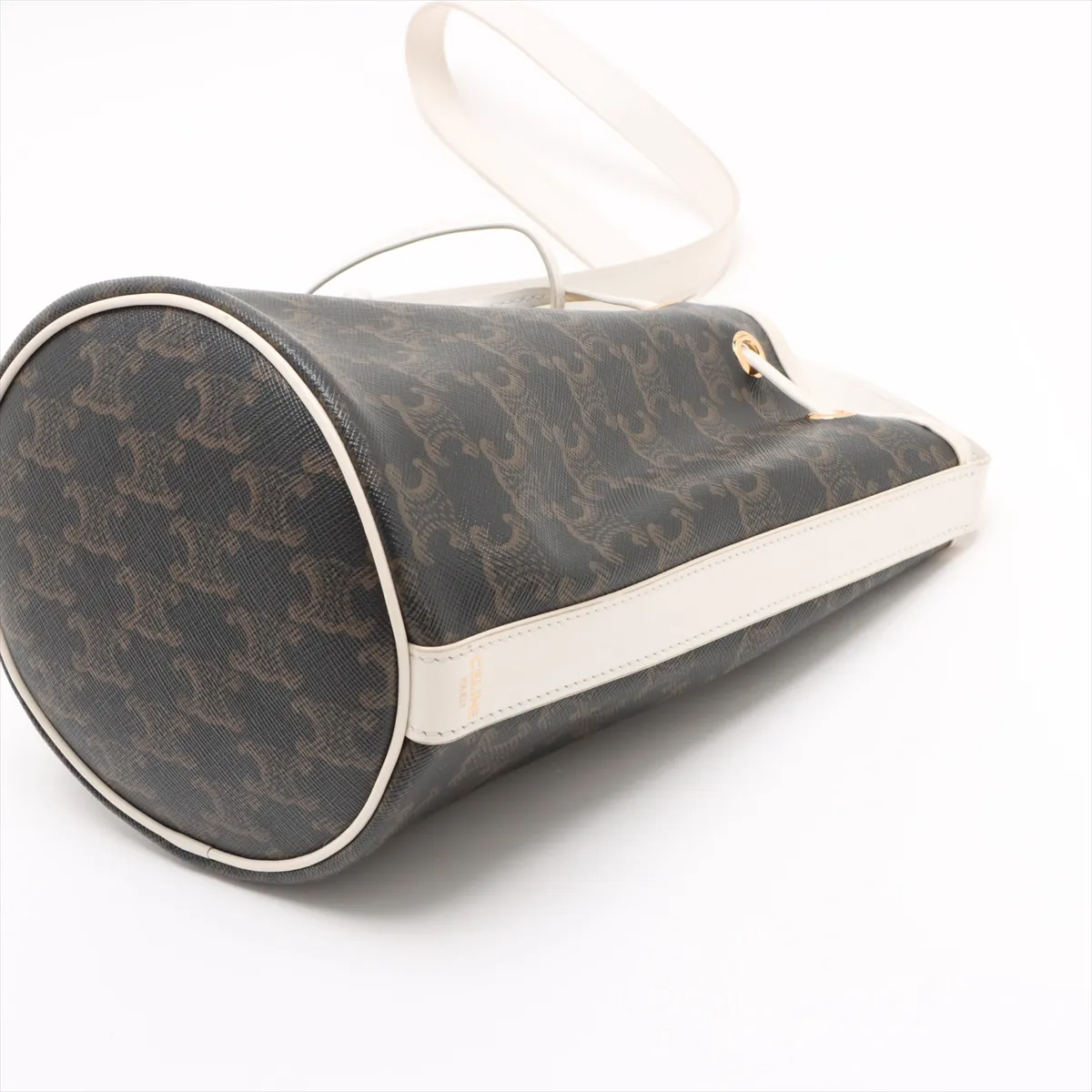 Triomphe PVC x Leather Shoulder Bag Brown x White — view 3