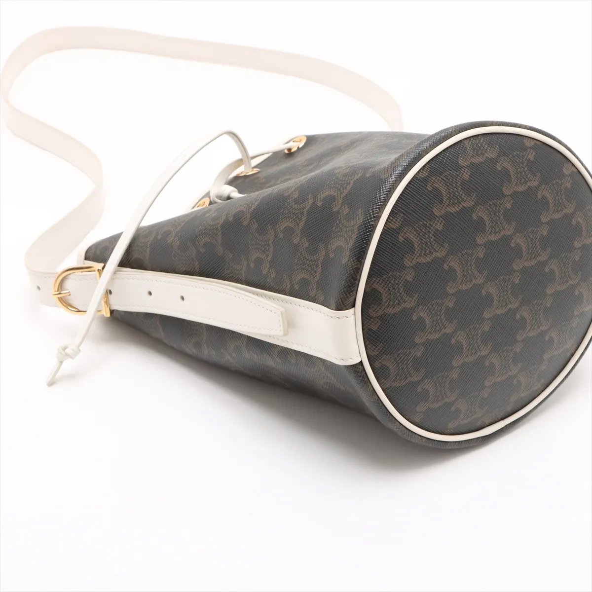 Triomphe PVC x Leather Shoulder Bag Brown x White — view 4