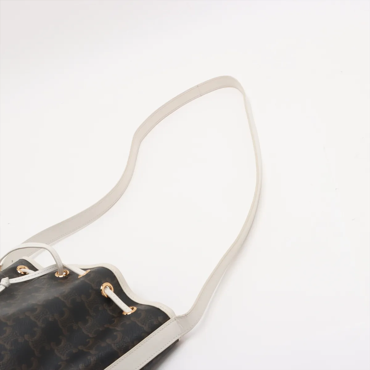 Triomphe PVC x Leather Shoulder Bag Brown x White — view 5