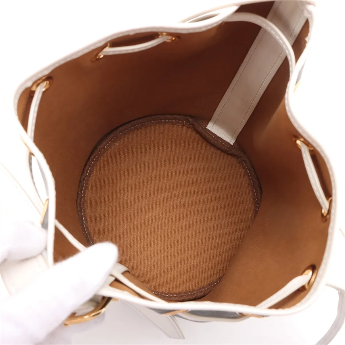 Triomphe PVC x Leather Shoulder Bag Brown x White — view 6