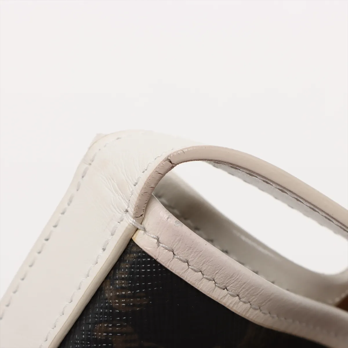 Triomphe PVC x Leather Shoulder Bag Brown x White — view 10