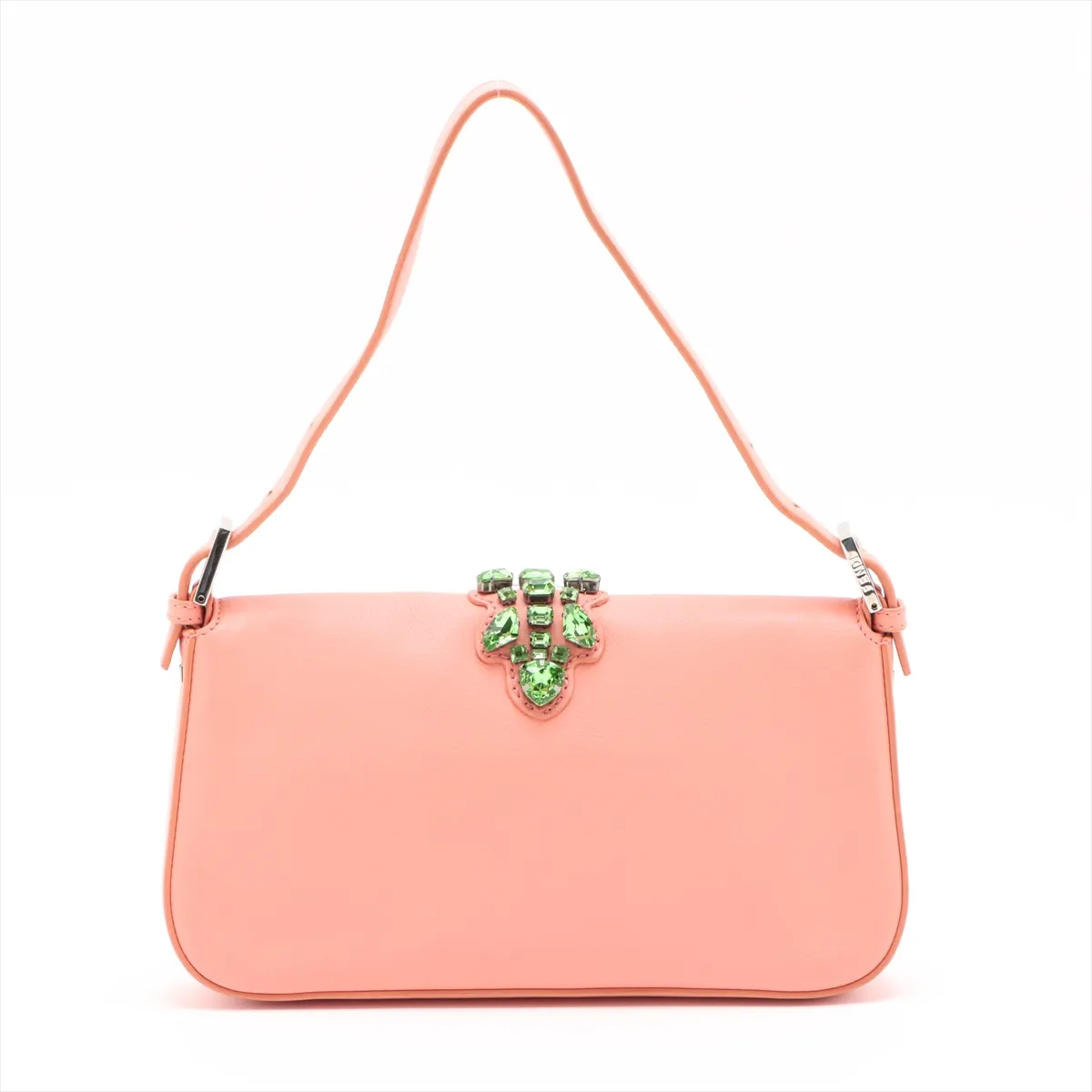 Mamma Bucket Leather x Colored Stone Shoulder Bag Orange 8BR600 with Mirror — view 2