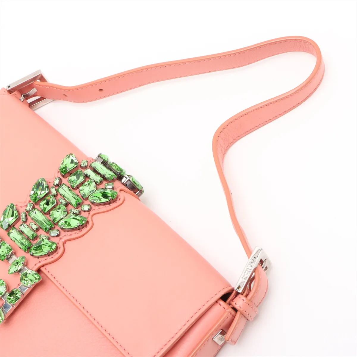 Mamma Bucket Leather x Colored Stone Shoulder Bag Orange 8BR600 with Mirror — view 5