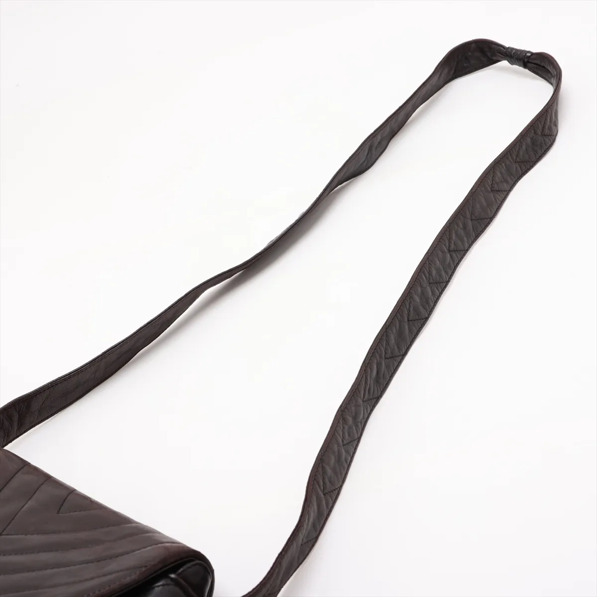 V-stitch lambskin shoulder bag, chevron pattern, black with gold hardware, 3179393, serial number 3. — view 5