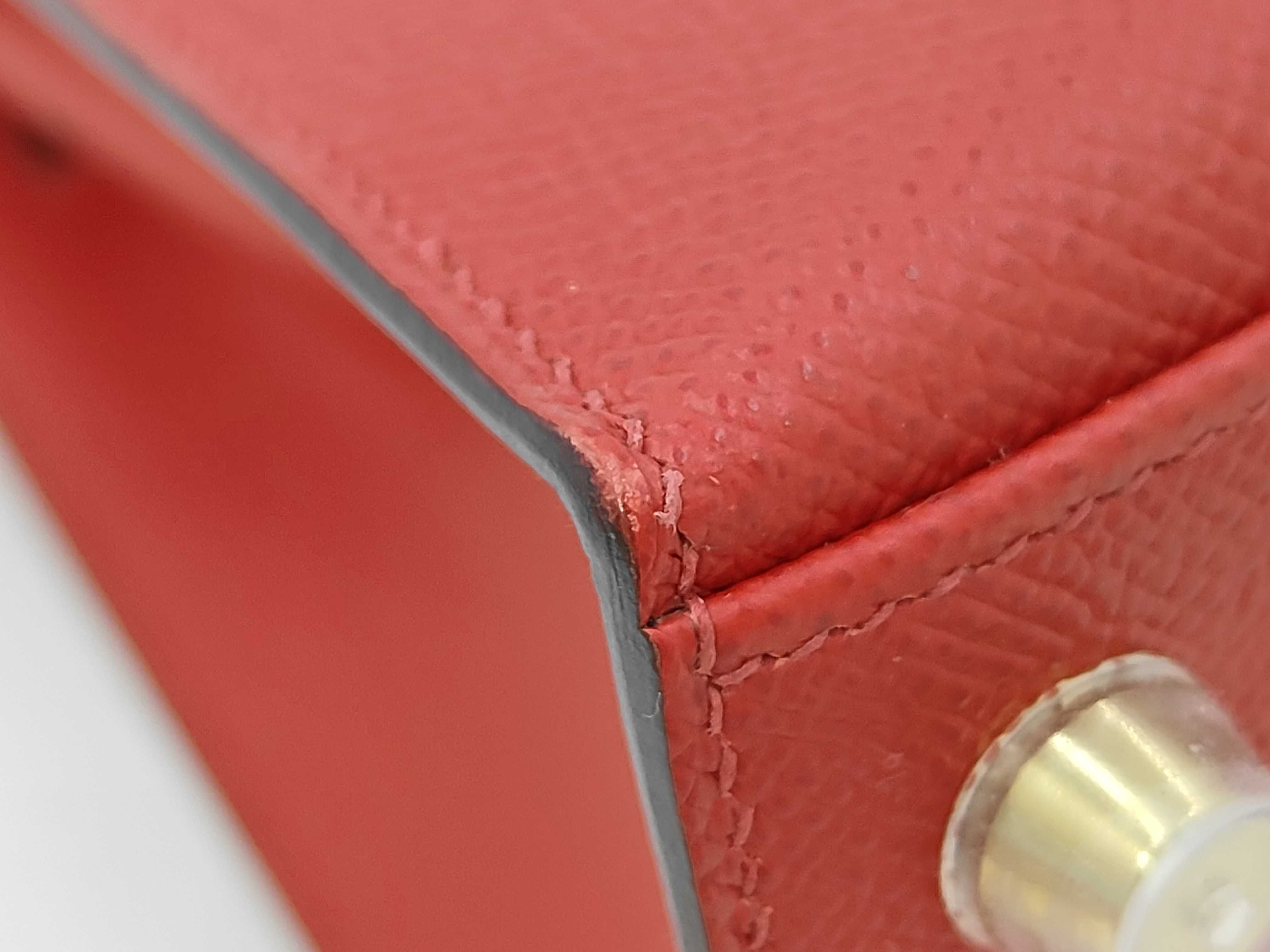 Kelly 25, Veau Epsom leather, Rouge Casaque, gold hardware, U stamp, handbag — view 6