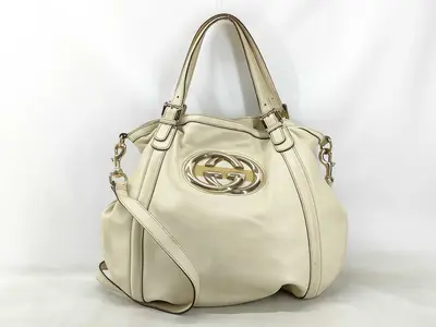 Interlocking G 2-Way Bag, Leather, 162886 Tote Bag