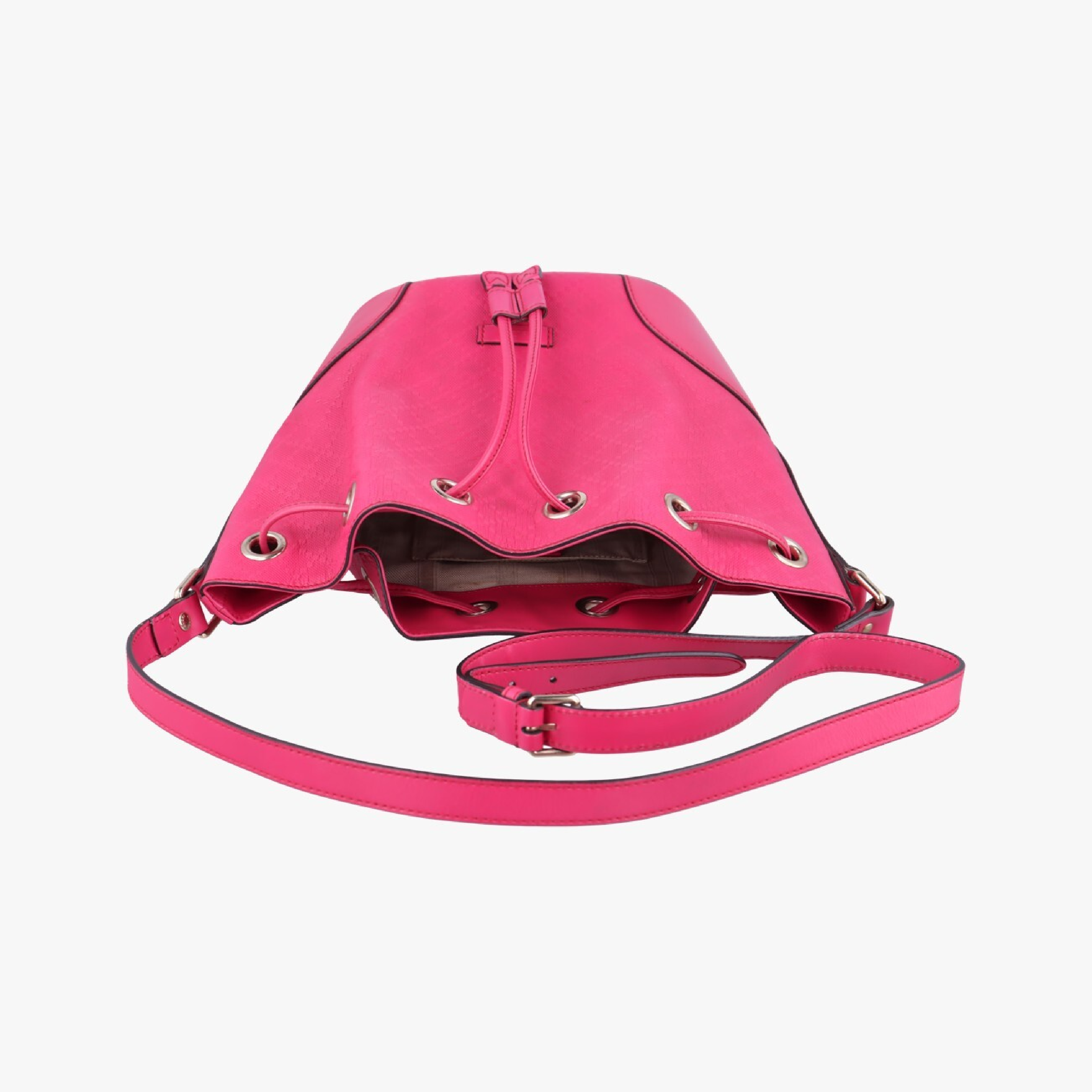 Bright Diamante Bucket Bag, Rose Red Leather, 354229 I016082865 Shoulder Bag — view 5