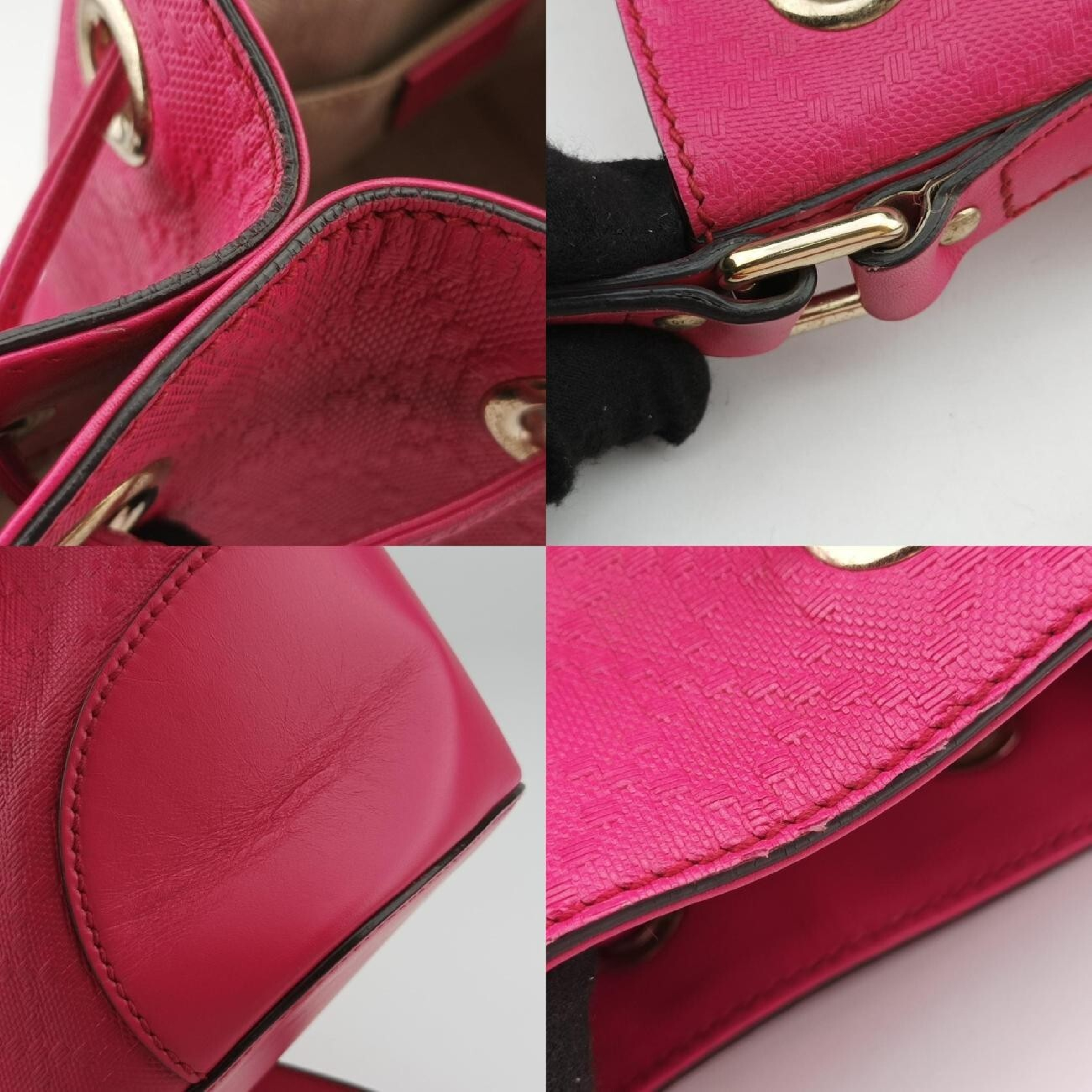 Bright Diamante Bucket Bag, Rose Red Leather, 354229 I016082865 Shoulder Bag — view 9