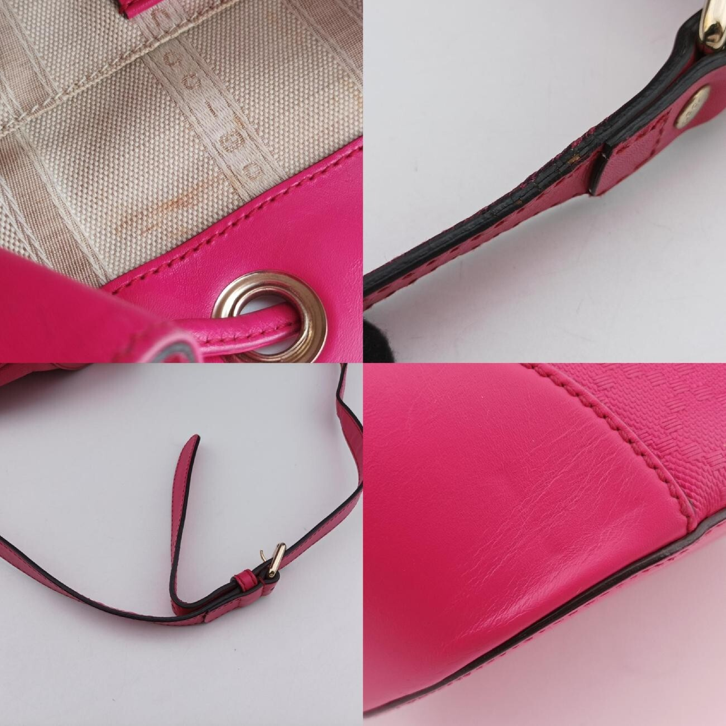 Bright Diamante Bucket Bag, Rose Red Leather, 354229 I016082865 Shoulder Bag — view 10