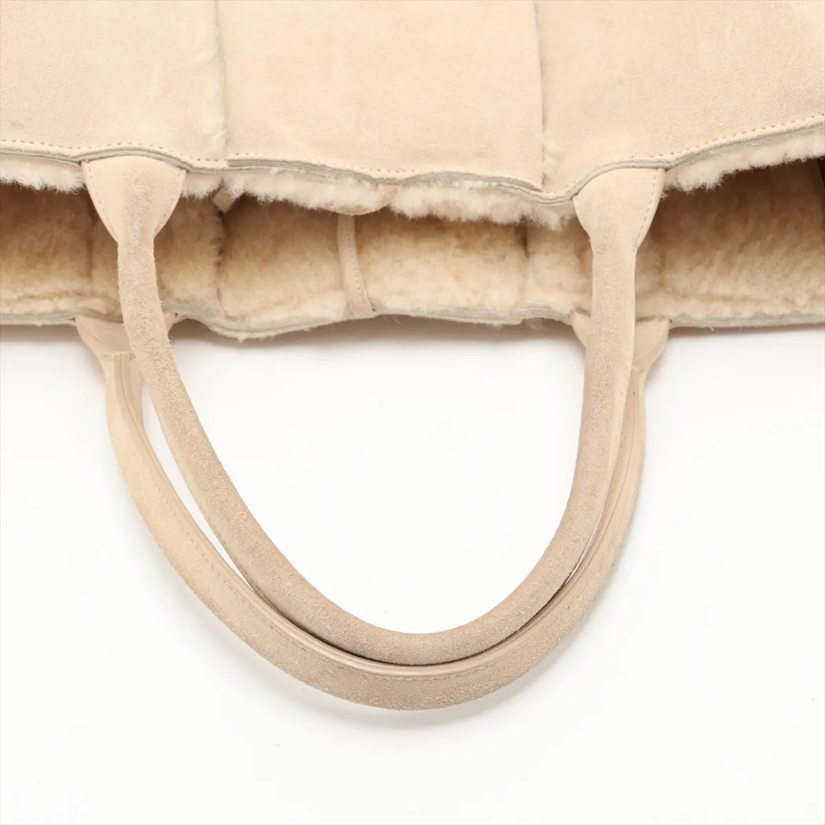 Maxi Intrecciato The Arco Tote Suede x Wool Tote Bag Beige — view 5