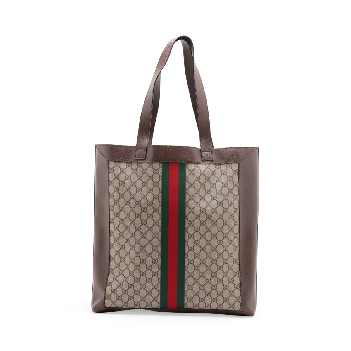GG Supreme Ophidia PVC x Leather Tote Bag, Beige x Brown, 519335 — view 2