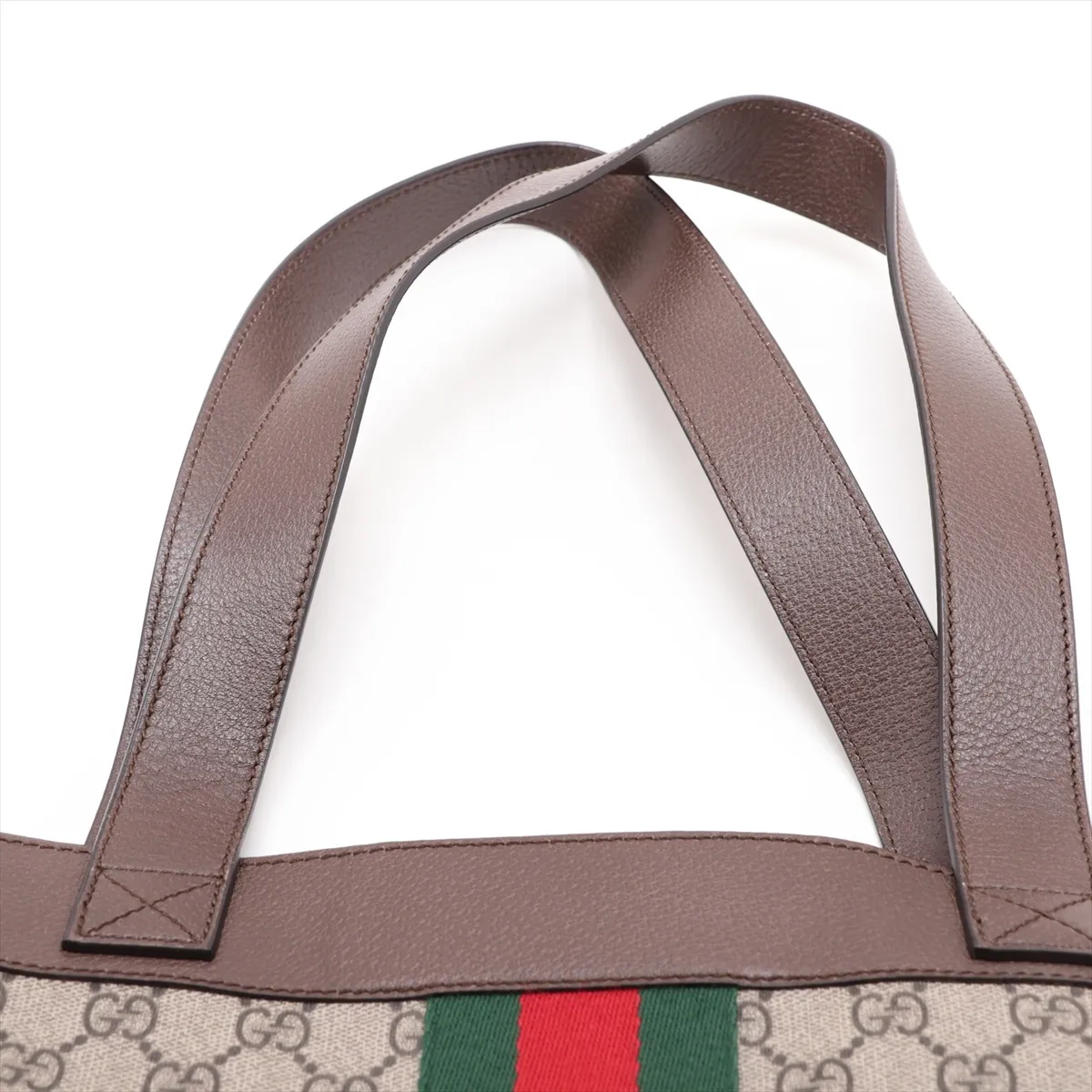 GG Supreme Ophidia PVC x Leather Tote Bag, Beige x Brown, 519335 — view 6