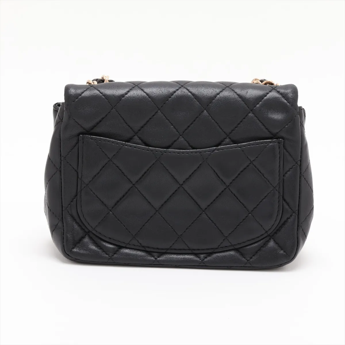 Mini Matelassé Lambskin Single Flap Single Chain Bag, Black with Gold Hardware, 20463808 (Serial Number in the 20s) — view 2
