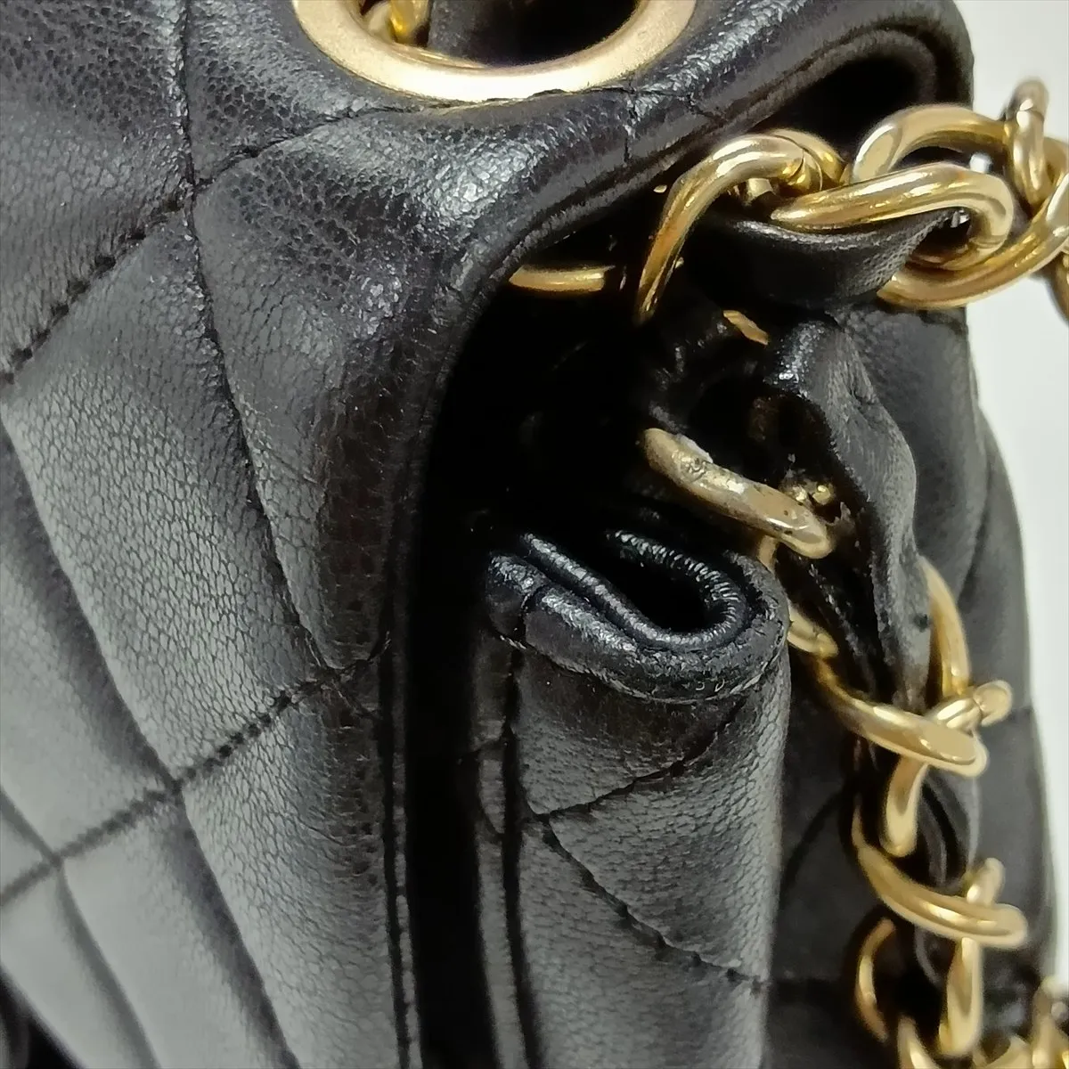 Mini Matelassé Lambskin Single Flap Single Chain Bag, Black with Gold Hardware, 20463808 (Serial Number in the 20s) — view 14