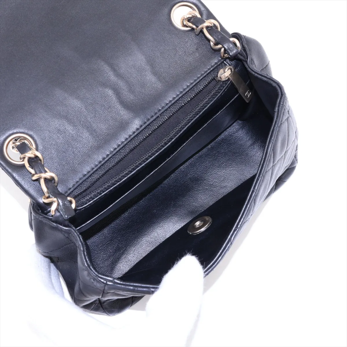 Mini Matelassé Lambskin Single Flap Single Chain Bag, Black with Gold Hardware, 20463808 (Serial Number in the 20s) — view 6