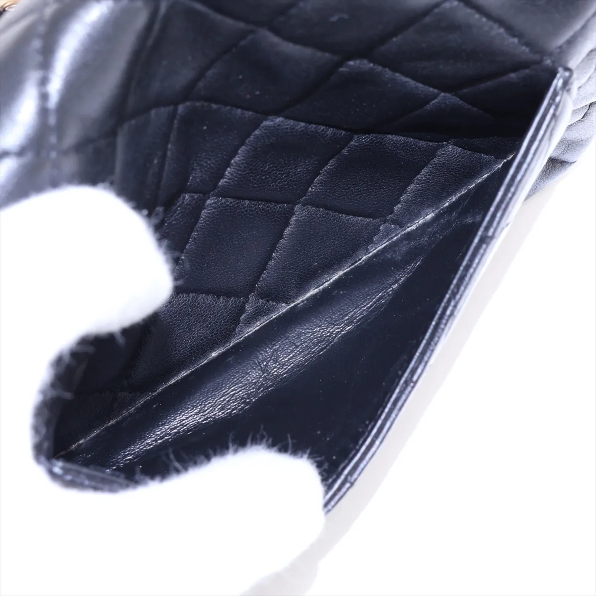 Mini Matelassé Lambskin Single Flap Single Chain Bag, Black with Gold Hardware, 20463808 (Serial Number in the 20s) — view 9