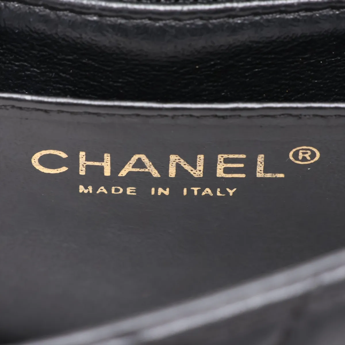 Mini Matelassé Lambskin Single Flap Single Chain Bag, Black with Gold Hardware, 20463808 (Serial Number in the 20s) — view 10