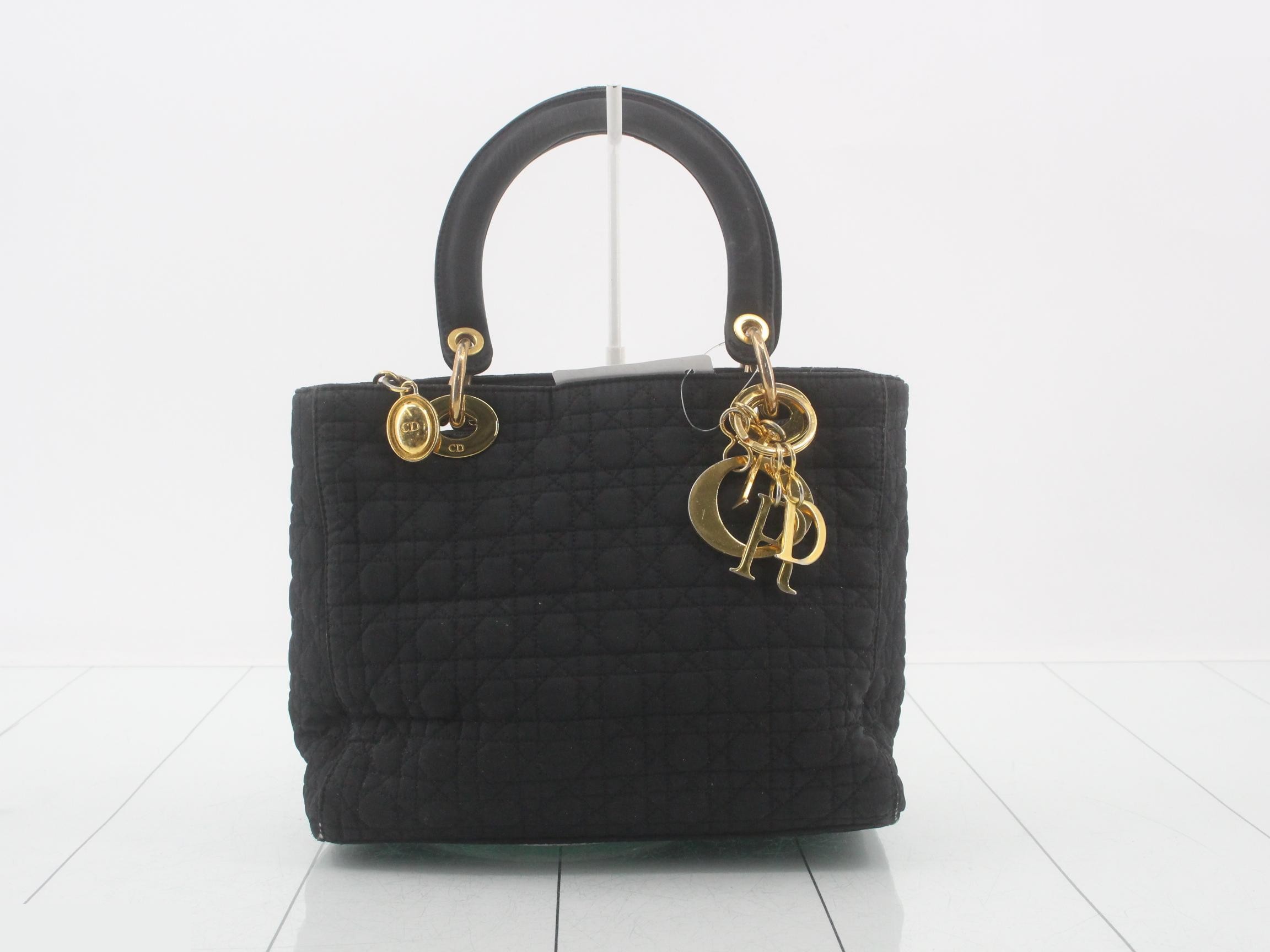 Lady Dior Cannage handbag, quilted nylon, black