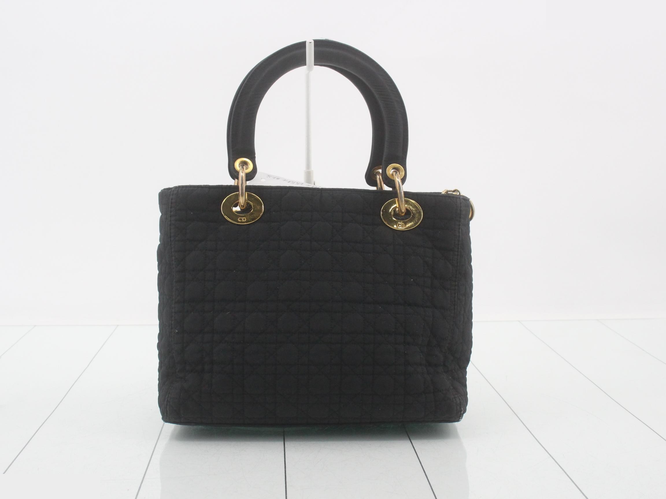 Lady Dior Cannage handbag, quilted nylon, black — view 2