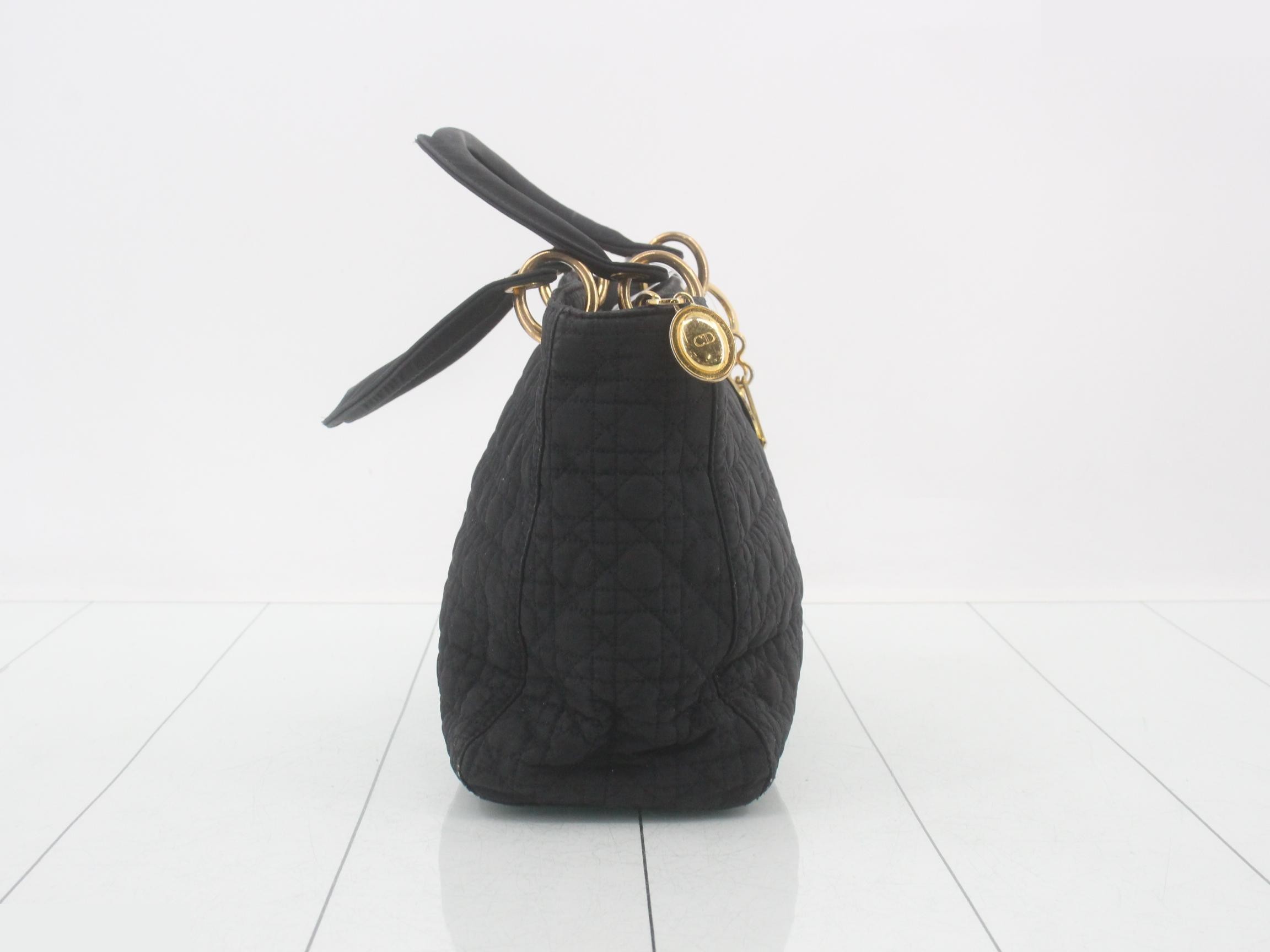 Lady Dior Cannage handbag, quilted nylon, black — view 4