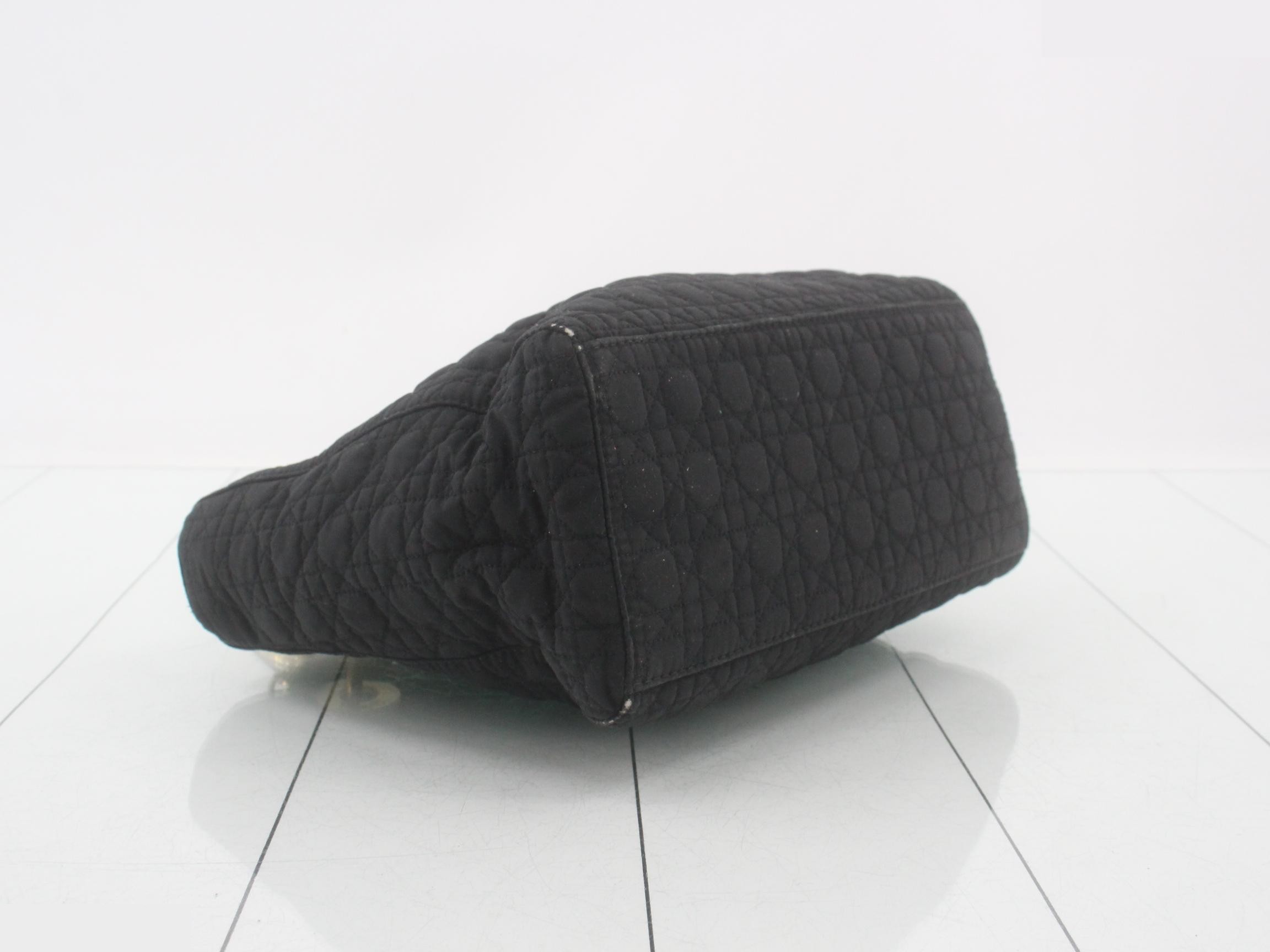 Lady Dior Cannage handbag, quilted nylon, black — view 5