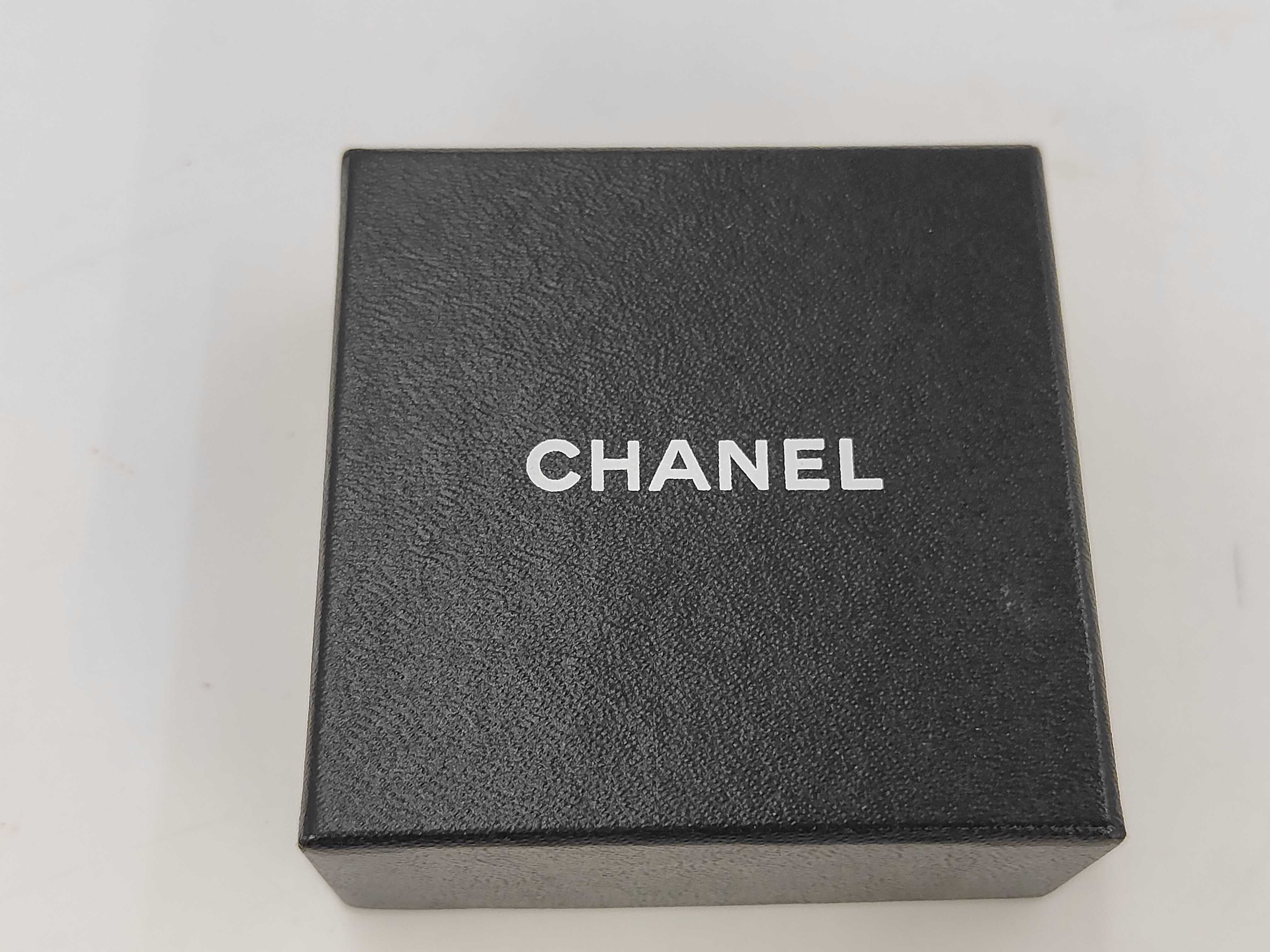 Silver Metal Square Coco Mark Rhinestone Earrings — view 7