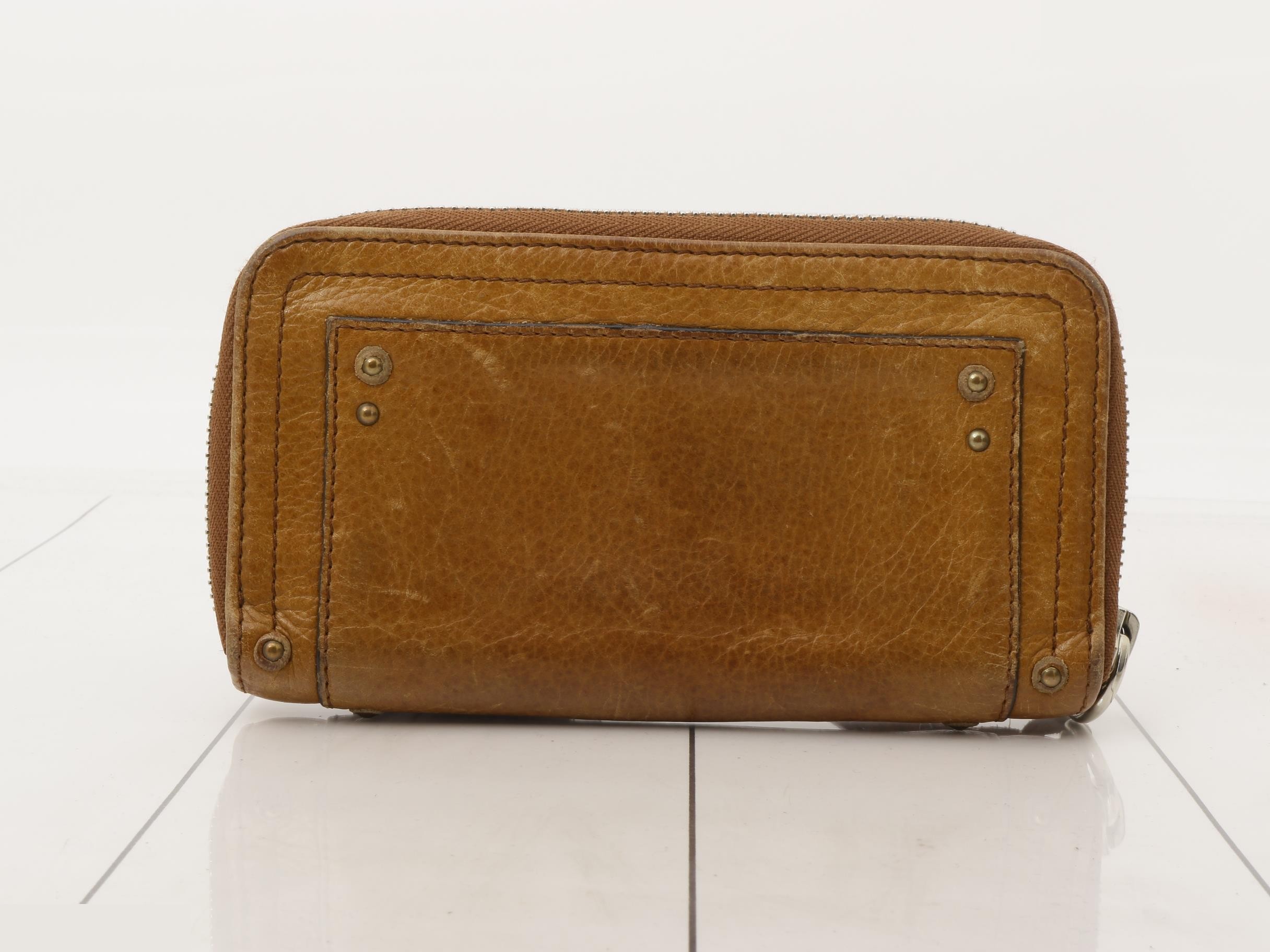Paddington Round Zip Long Wallet, Brown Leather — view 2
