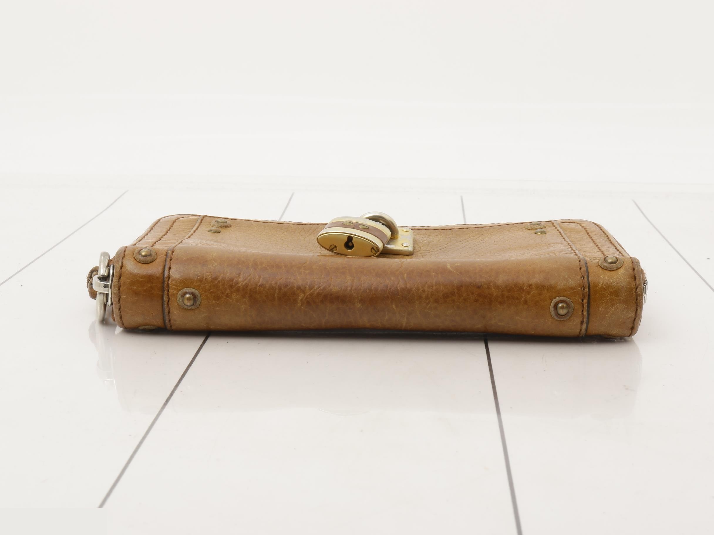 Paddington Round Zip Long Wallet, Brown Leather — view 3