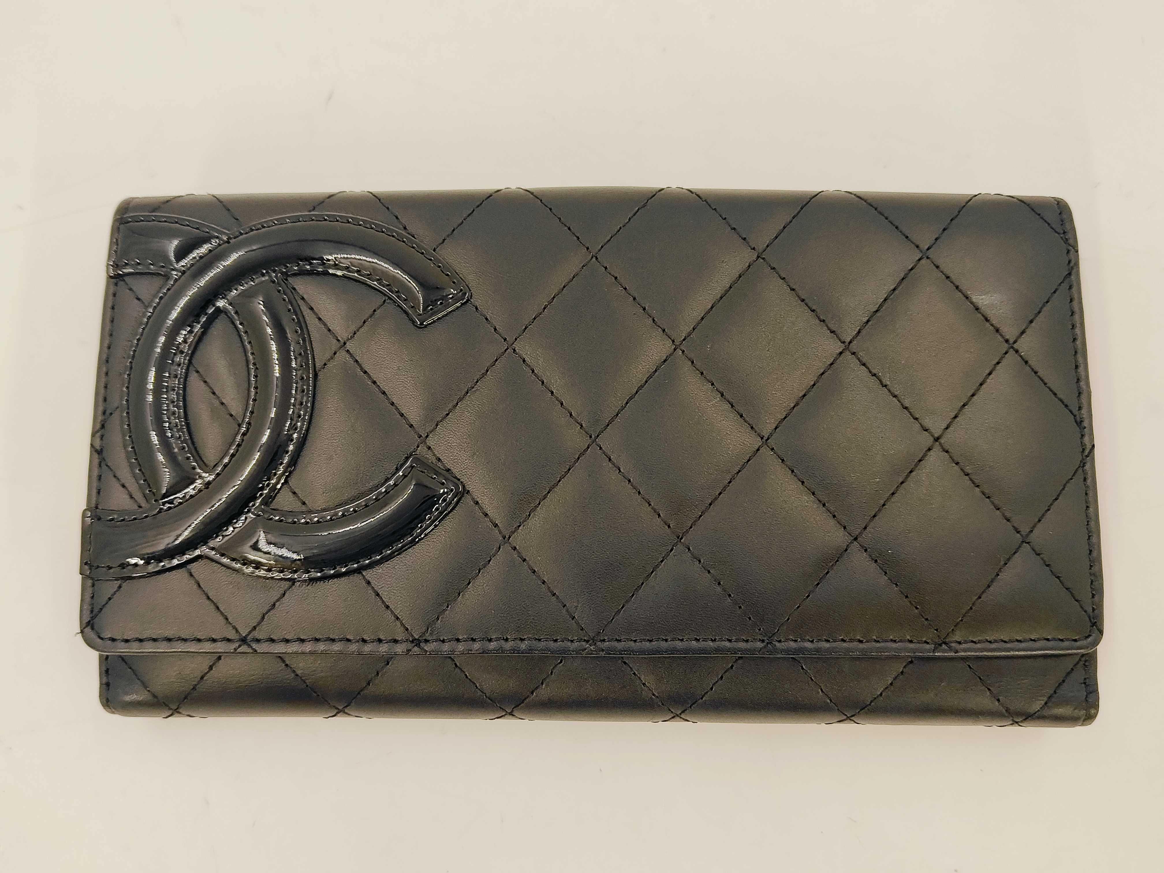 Cambon Bi-fold Long Wallet, Leather, Black