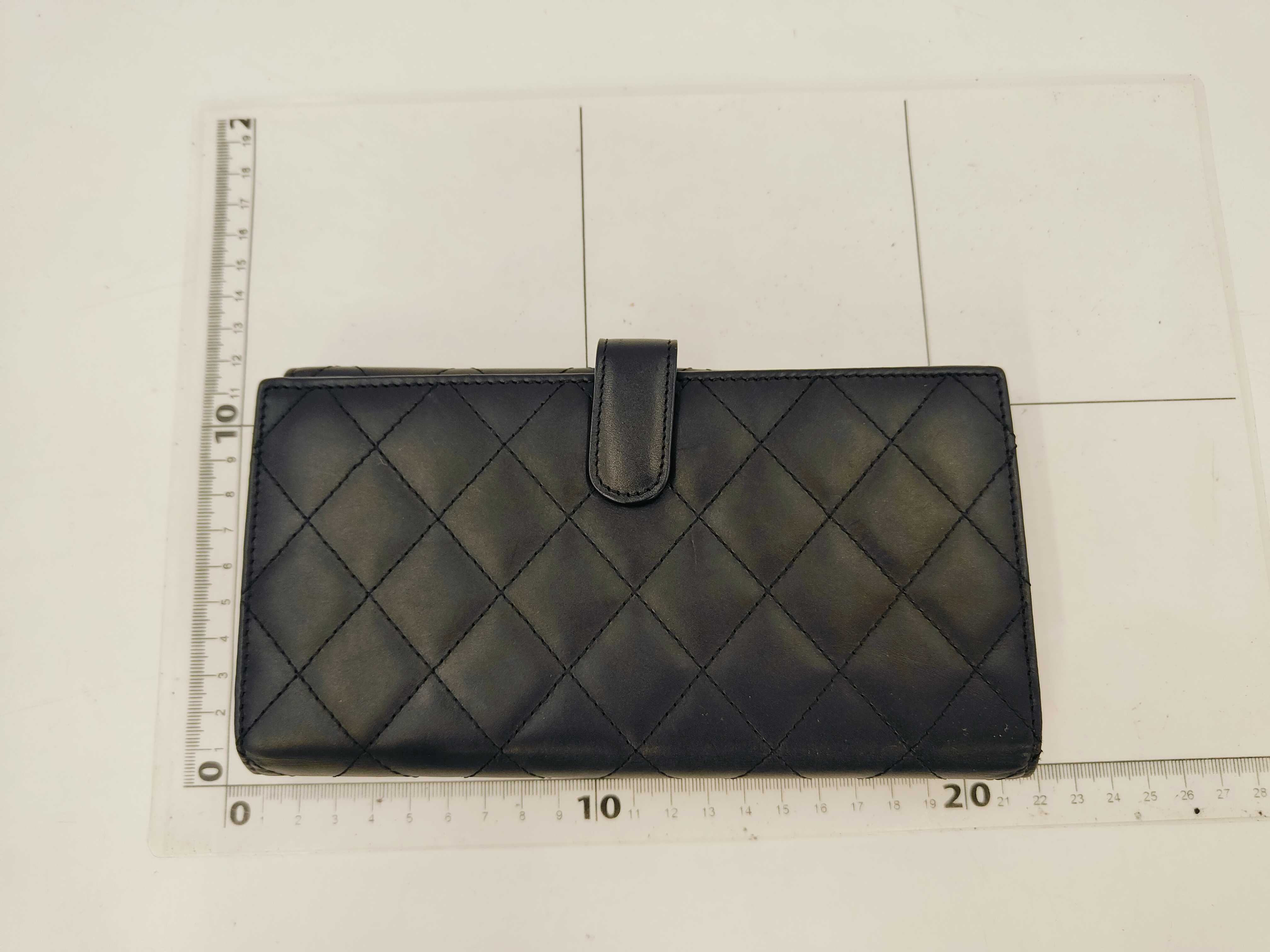 Cambon Bi-fold Long Wallet, Leather, Black — view 2