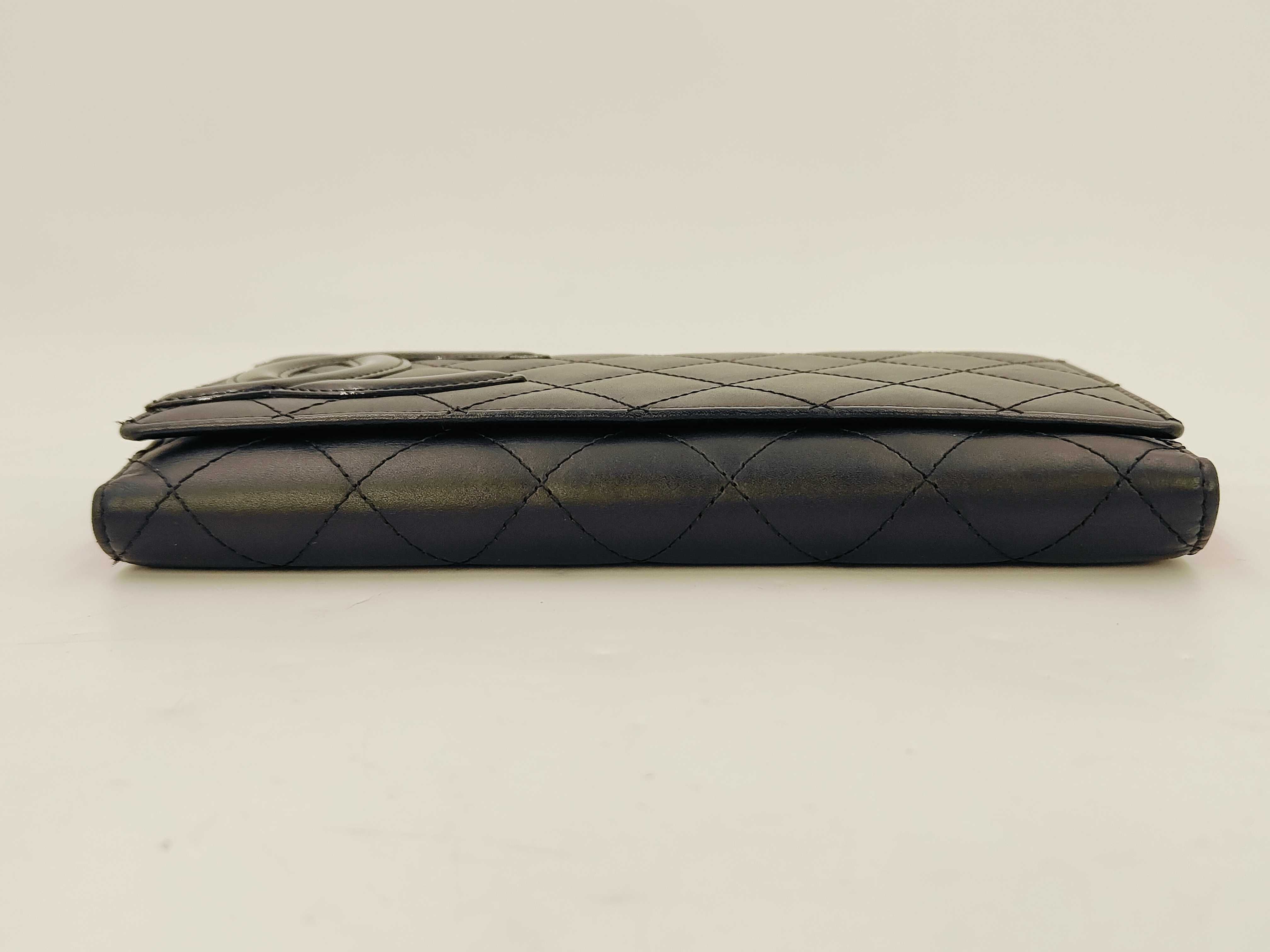Cambon Bi-fold Long Wallet, Leather, Black — view 3