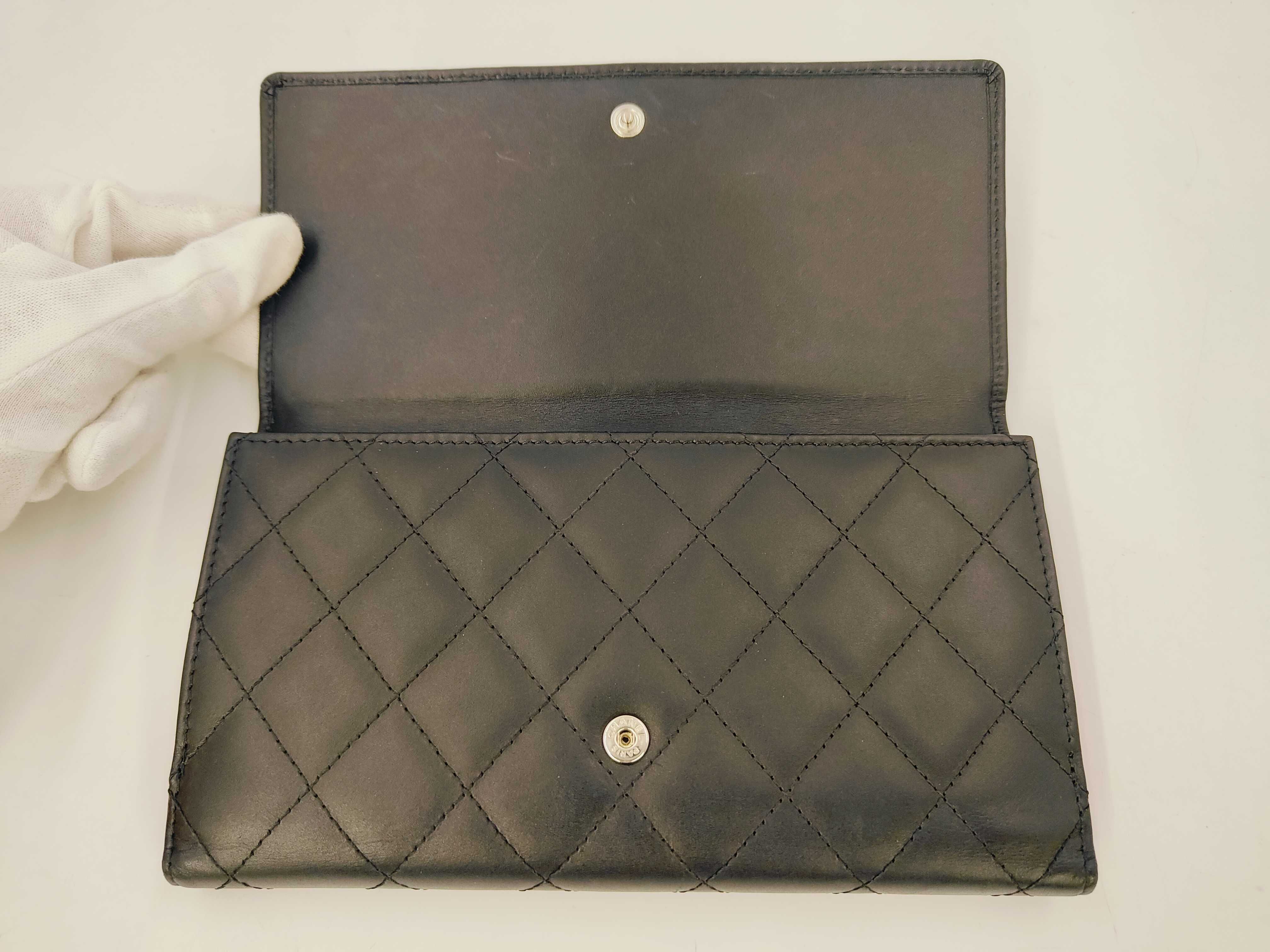 Cambon Bi-fold Long Wallet, Leather, Black — view 9