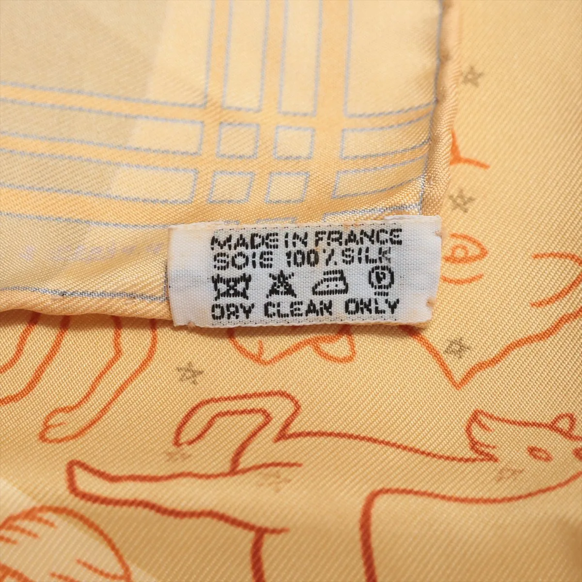 Carre 45 Scarf, Silk, Yellow, Shows wear, — view 7