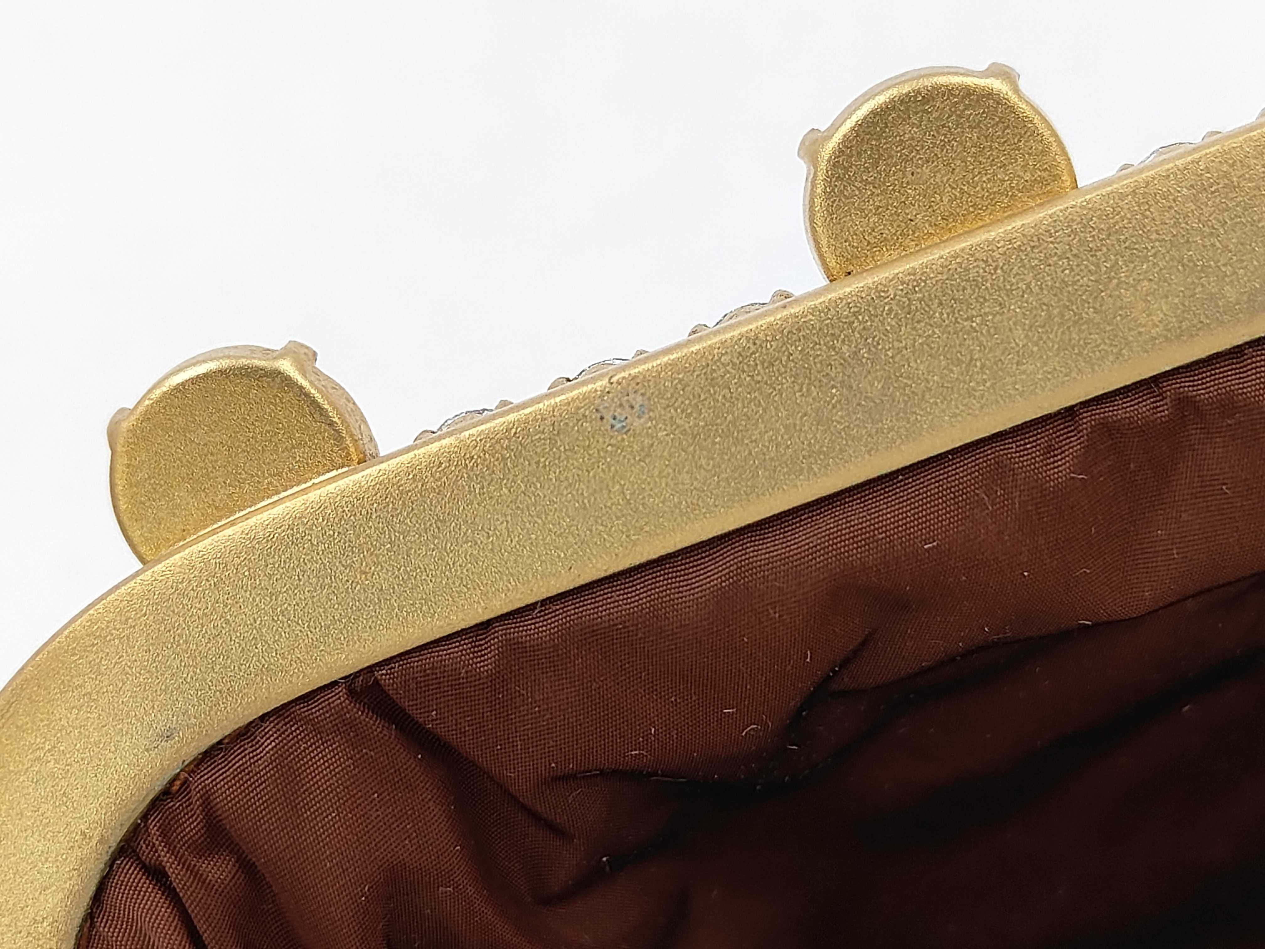 Matelassé Chain Shoulder Bag, Velour, Clasp Closure, Bijou, Brown Shoulder Bag — view 10