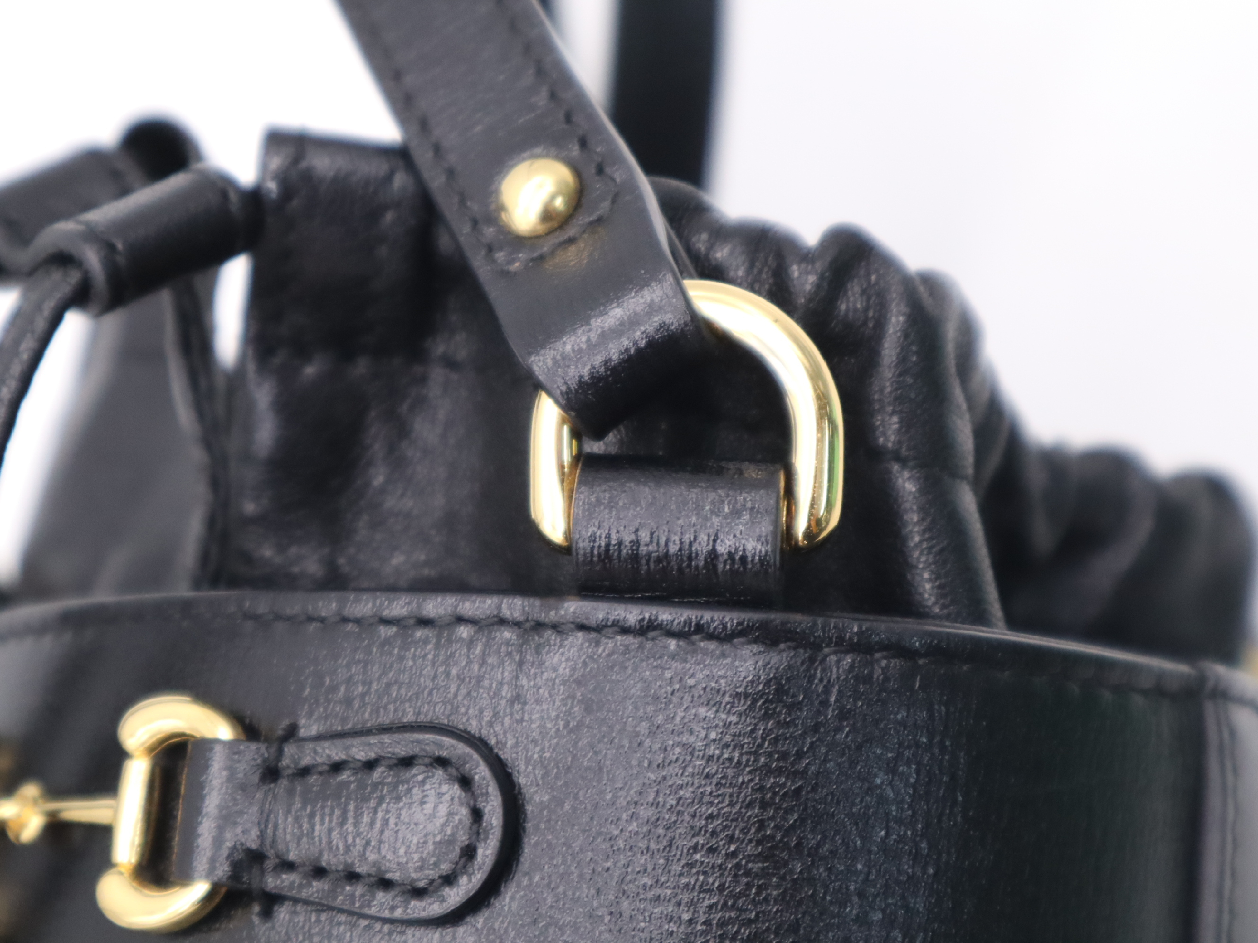 637115 Bucket Shoulder Bag with Dust Bag, Black, Gold Hardware — view 8