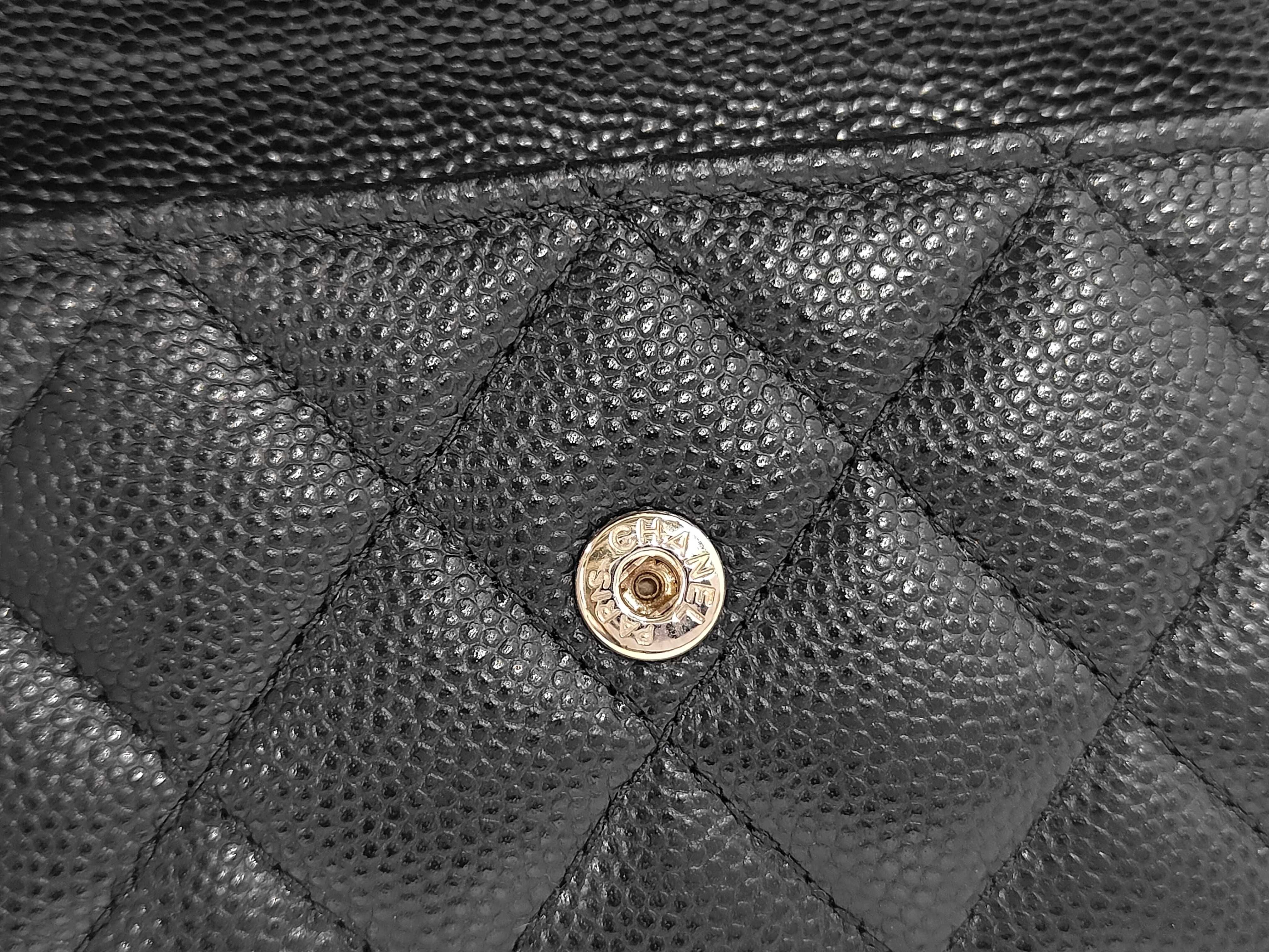 Matelassé Tri-fold Wallet, Caviar Leather, Black, Random Pattern — view 4
