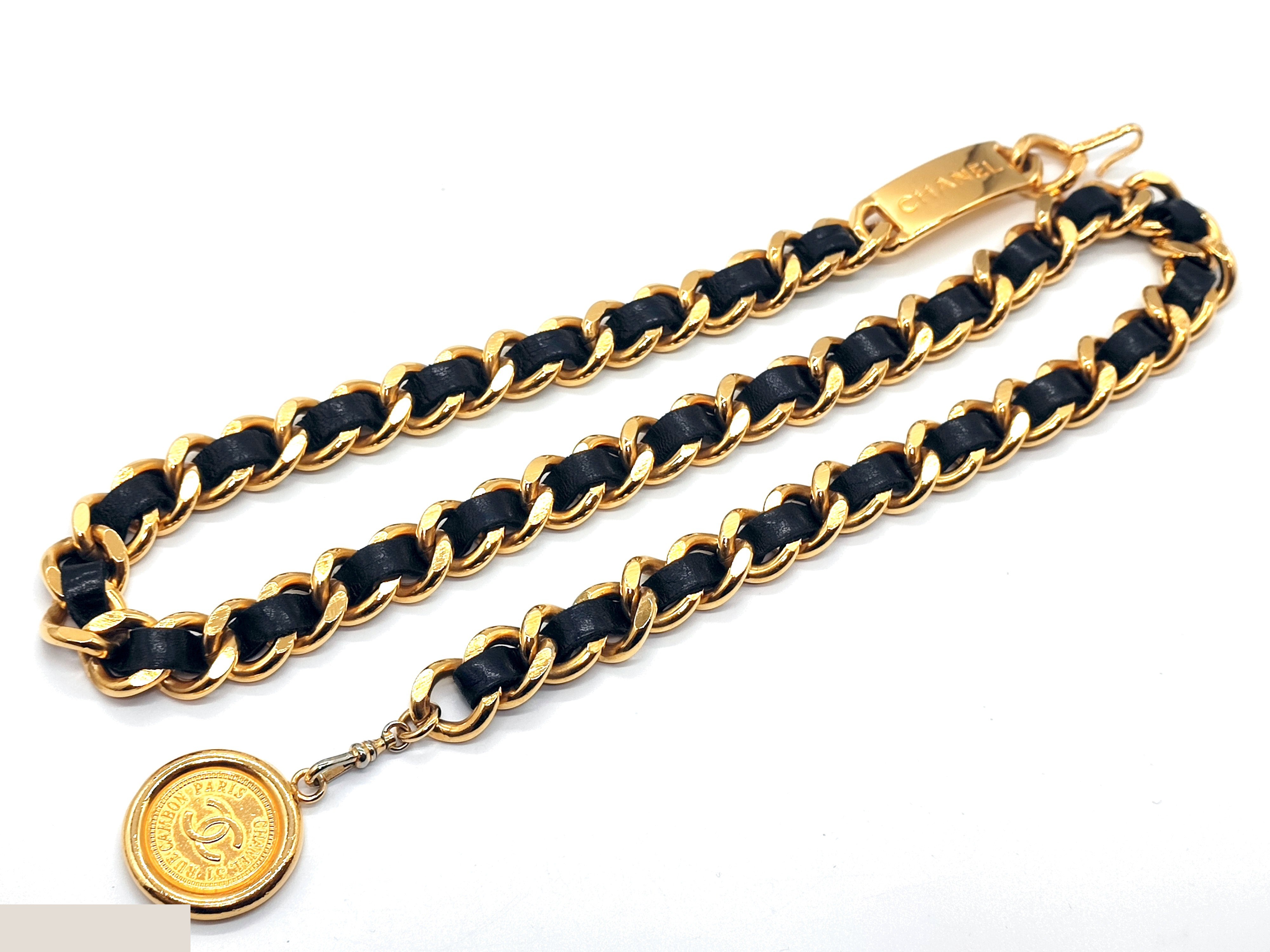 Coco Mark Leather Chain Belt (Chain approx. 79cm) — view 4