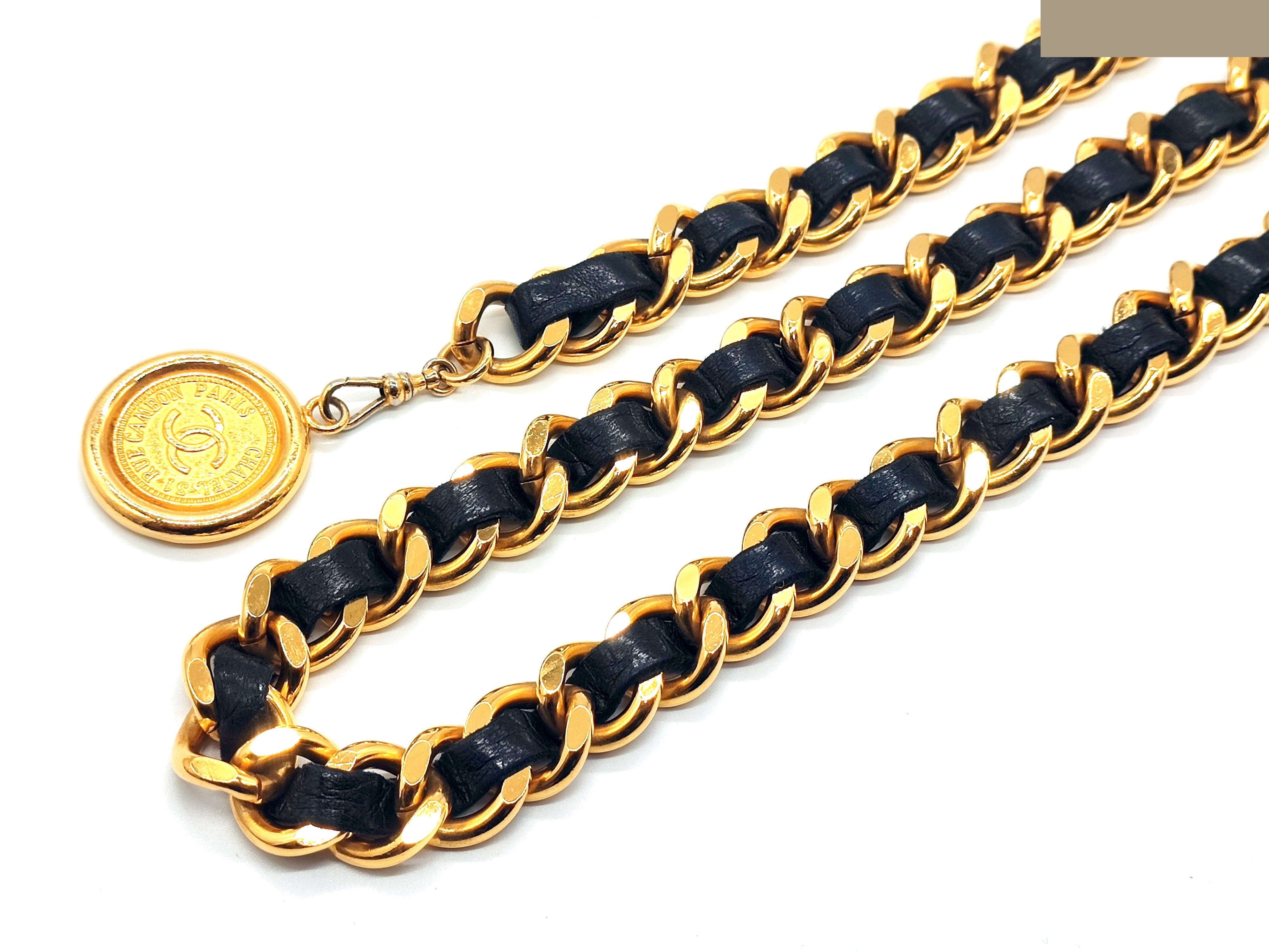 Coco Mark Leather Chain Belt (Chain approx. 79cm) — view 8
