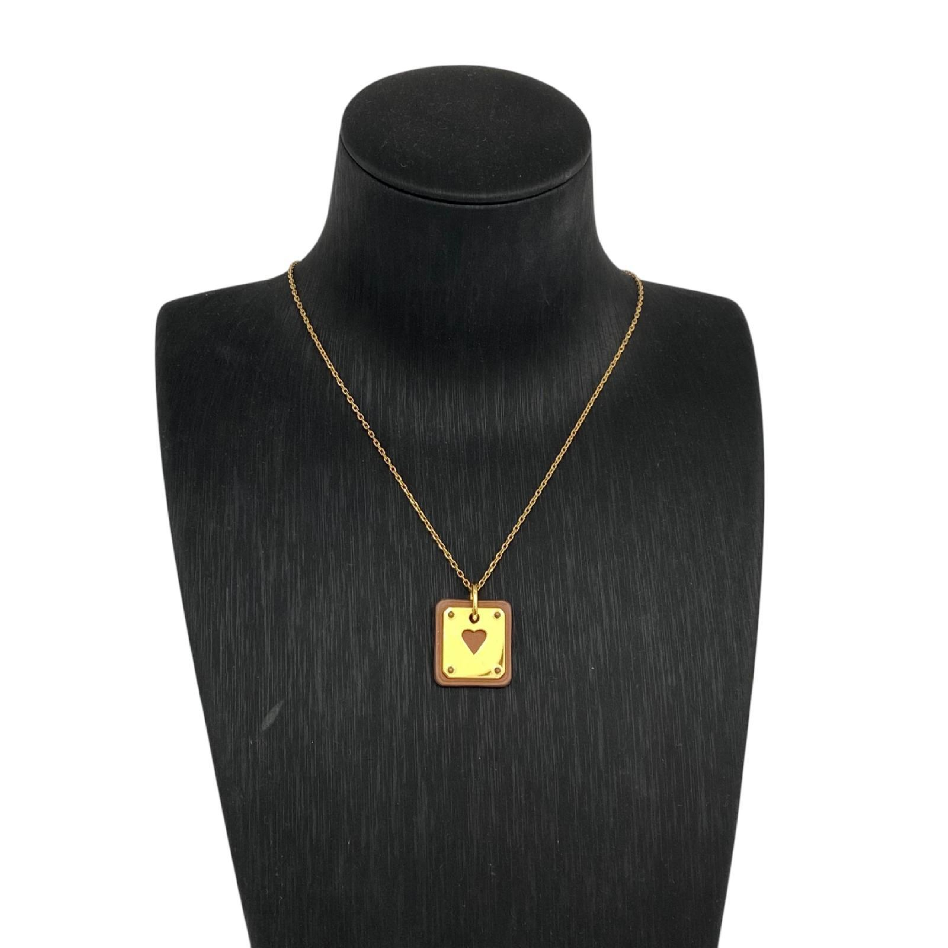 【*Shipped from: Hong Kong*】HERMES ( ) Gold-colored Metal/Calfskin Adoucoeur Necklace Stamp Z Necklace — view 2