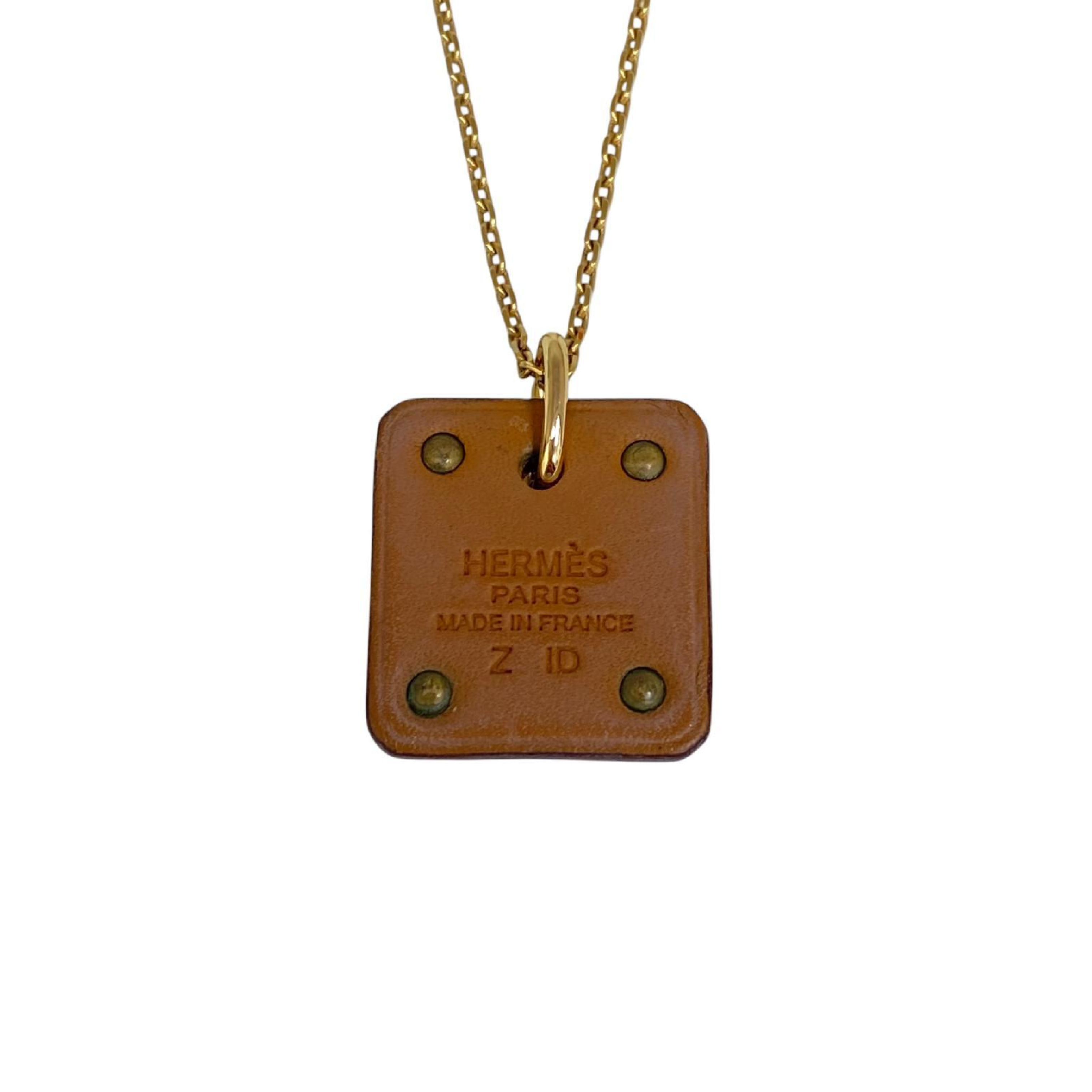 【*Shipped from: Hong Kong*】HERMES ( ) Gold-colored Metal/Calfskin Adoucoeur Necklace Stamp Z Necklace — view 3