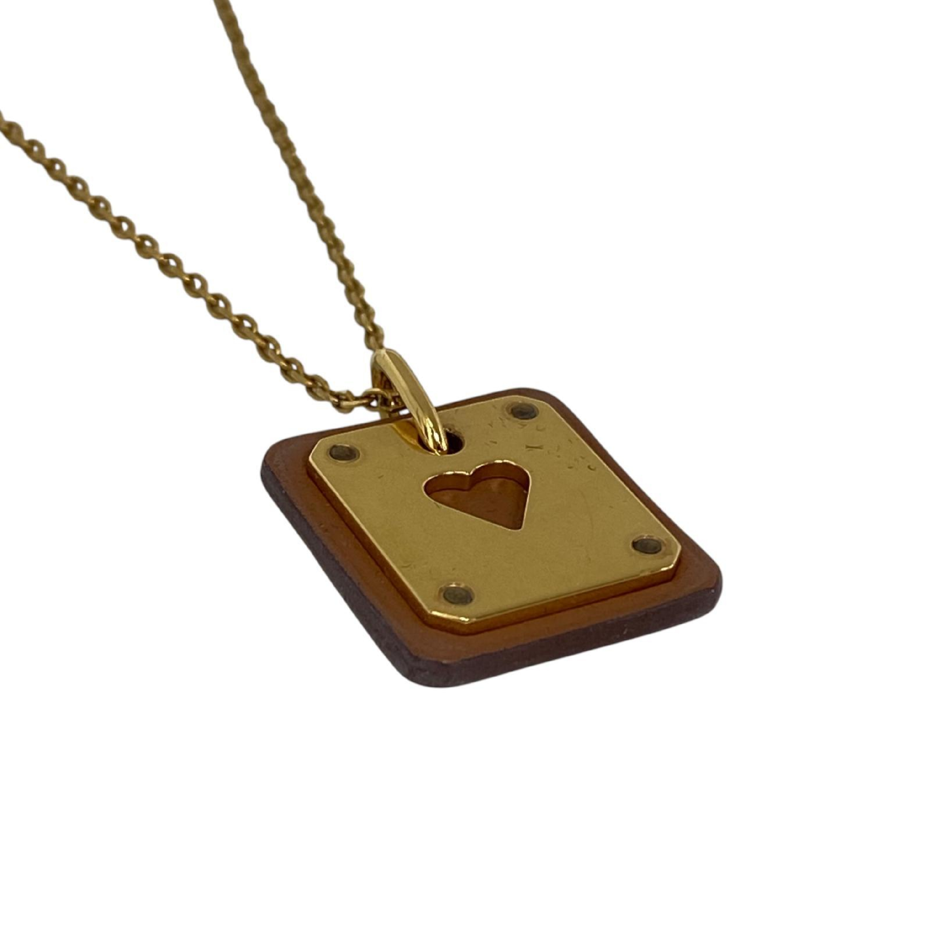 【*Shipped from: Hong Kong*】HERMES ( ) Gold-colored Metal/Calfskin Adoucoeur Necklace Stamp Z Necklace — view 4