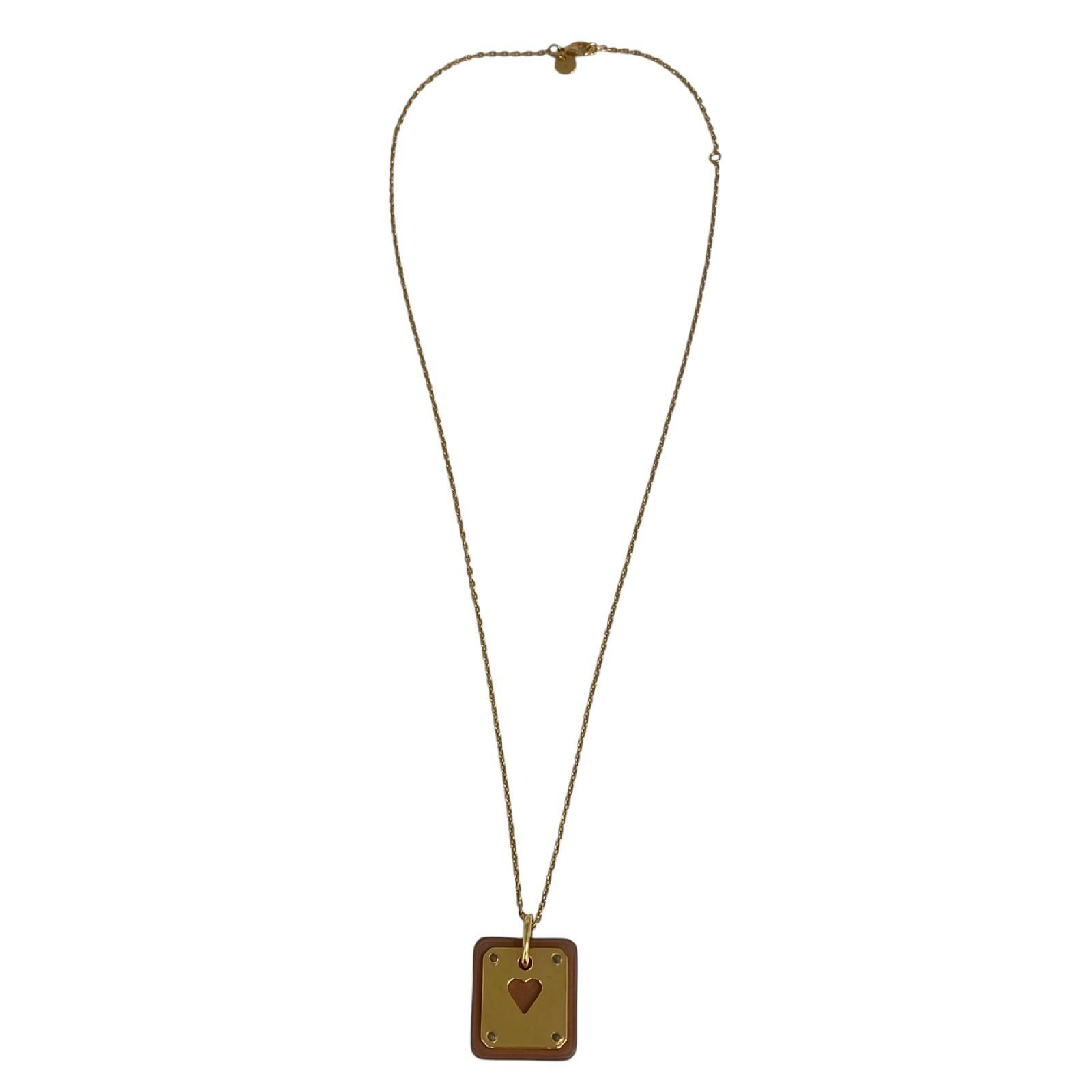 【*Shipped from: Hong Kong*】HERMES ( ) Gold-colored Metal/Calfskin Adoucoeur Necklace Stamp Z Necklace — view 7