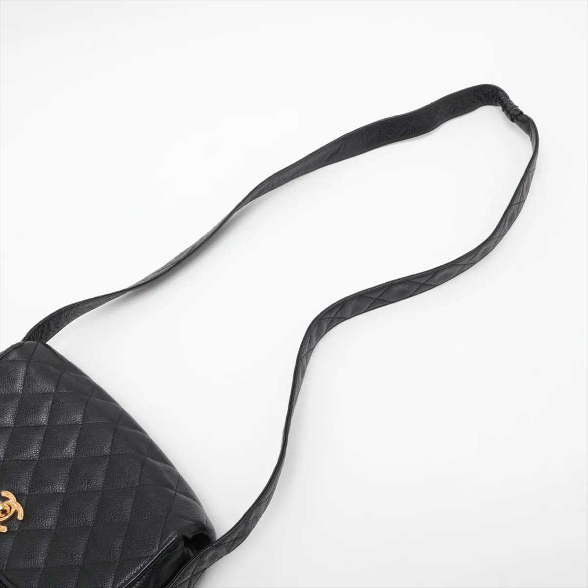 Matelassé Caviar Skin Shoulder Bag, Black with Gold Hardware, 2891082, Series 2 — view 5