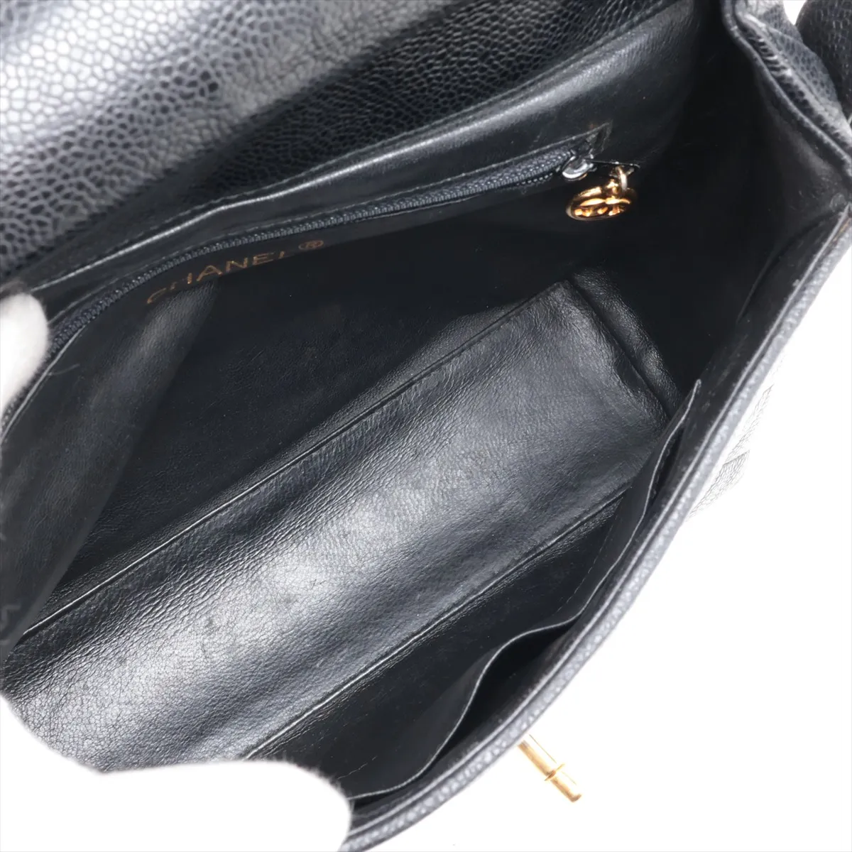 Matelassé Caviar Skin Shoulder Bag, Black with Gold Hardware, 2891082, Series 2 — view 6