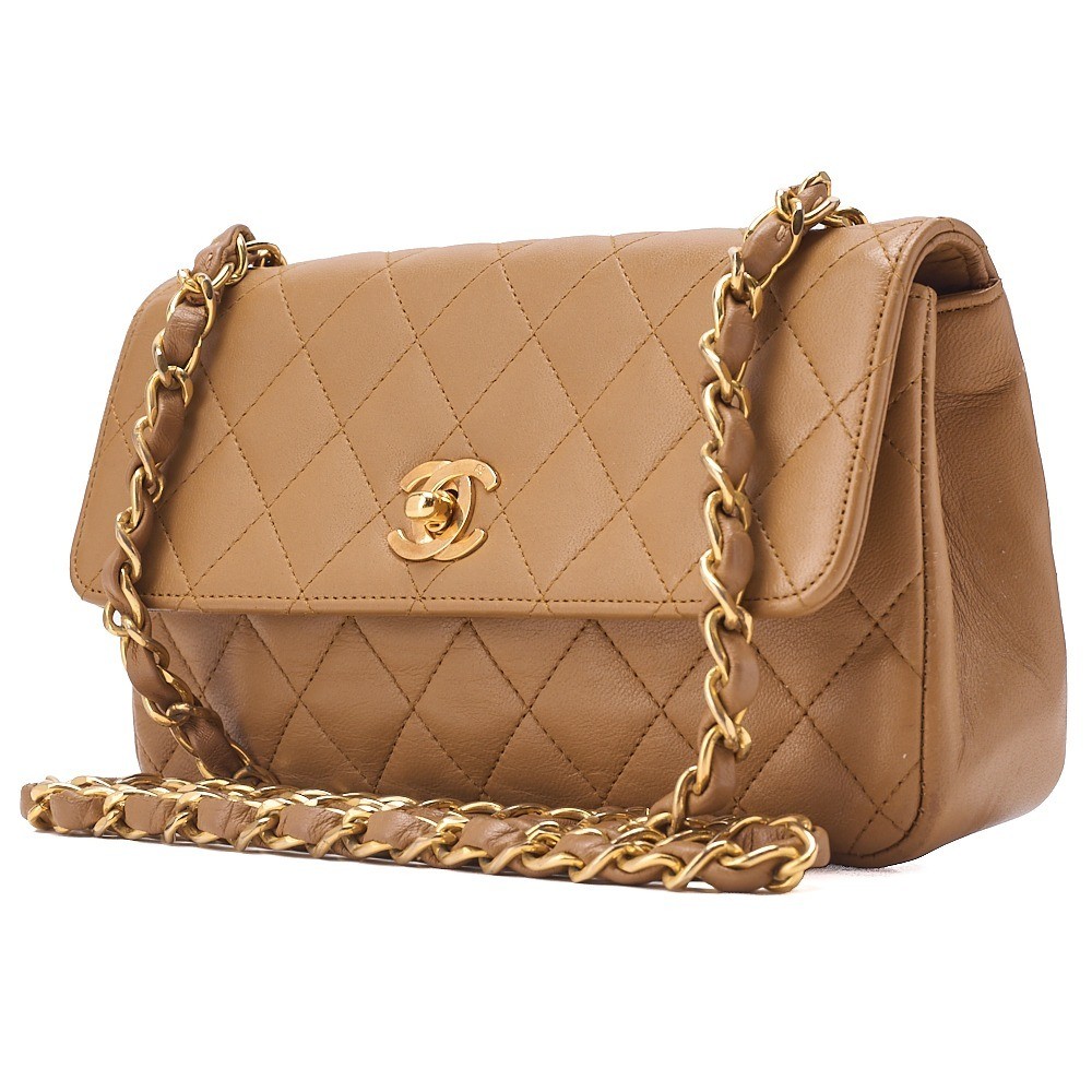 Lambskin Matelassé Single Flap Chain Shoulder Bag — view 3