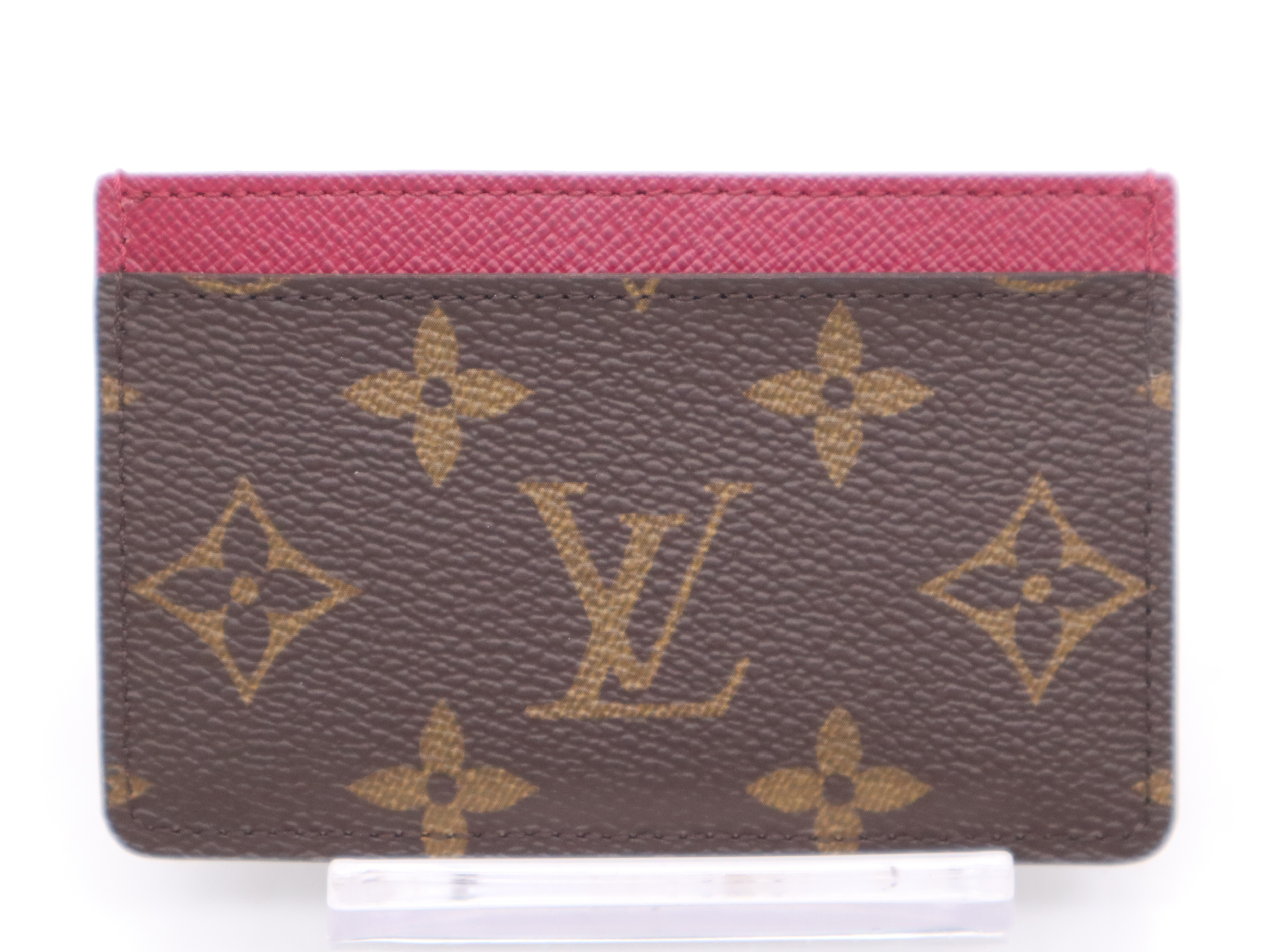 M60703 Monogram Porte Cartes Simple Fuchsia Card Case/Pass Case/Business Card Holder (Comes with dust bag and box) — view 2